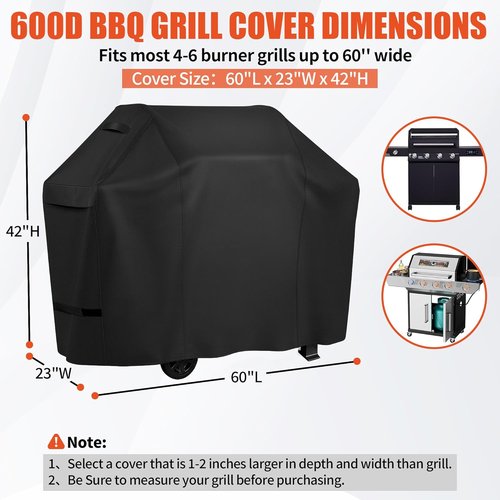 iCOVER 60-Inch BBQ Grill Cover - Heavy Duty Waterproof & UV Resistant | Fits Weber, Char-Broil, Nexgrill