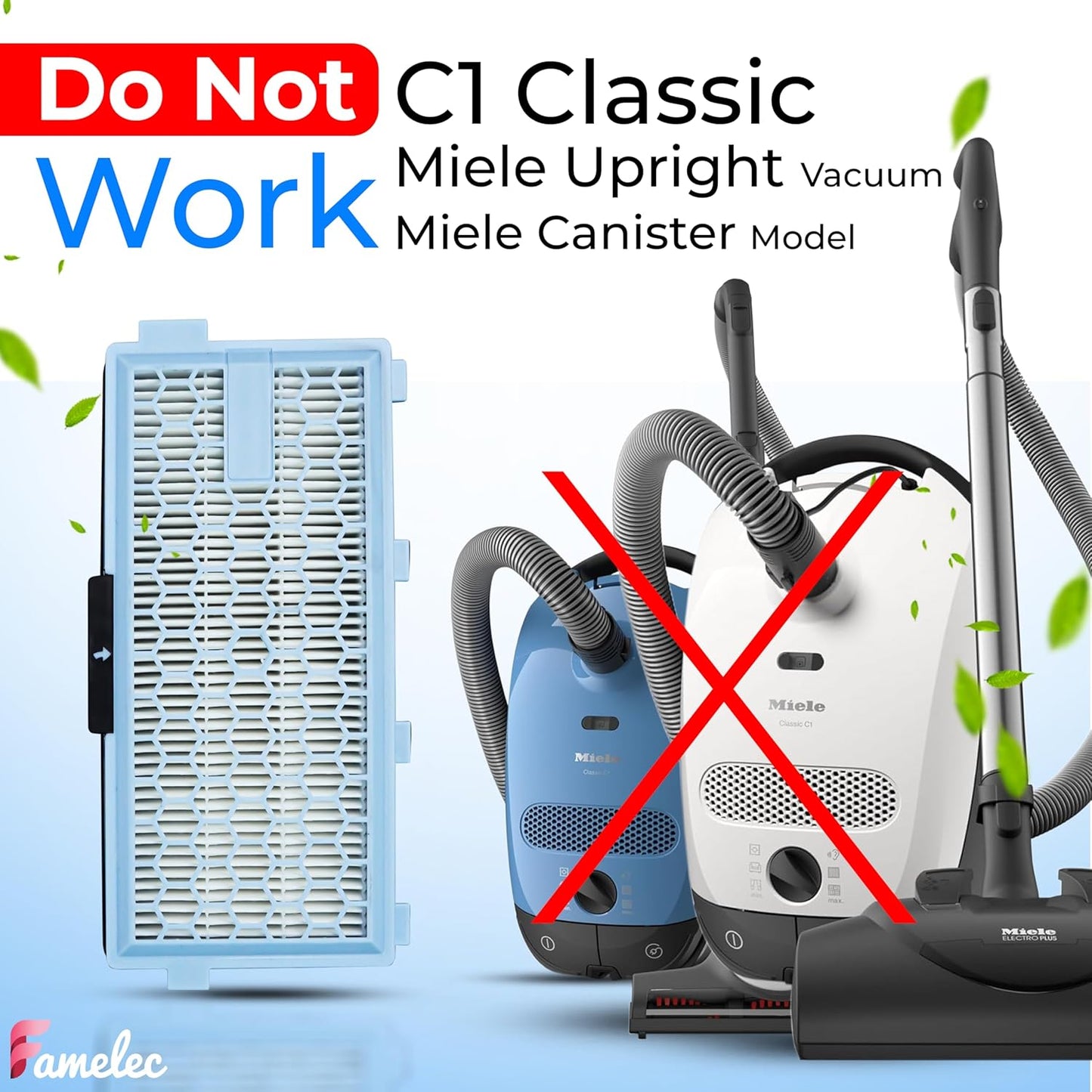 Miele 3D Airclean Vacuum Cleaner Bags & HEPA Filters - 8 Bags & 4 Filters for Compact C1/C2, Complete C1 S241/S290/S300i, S4/S6 Series