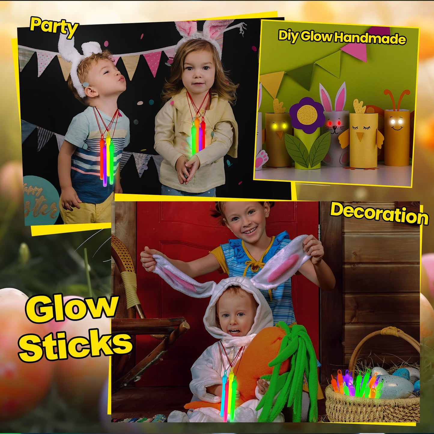 Lewtemi 50 Pack 4" or 6" Bright Glow Sticks Bulk, Glow in the Dark Party Supplies Birthday and Holidays (4 Inch,Multicolor)