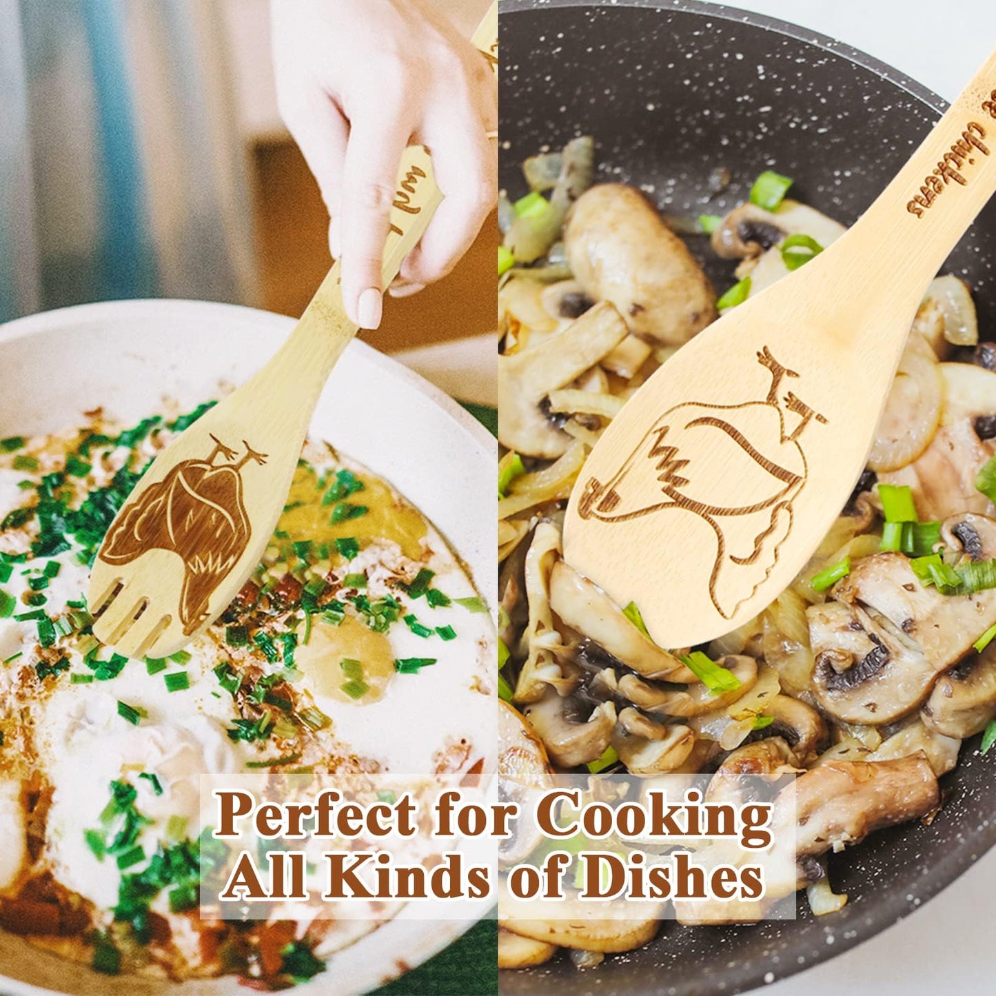 Chicken Wooden Spoons for Cooking Cute Chicken Kitchen Accessories Rooster Kitchen Decor Farmhouse Chicken Kitchen Utensils Funny Chicken Gifts for Women