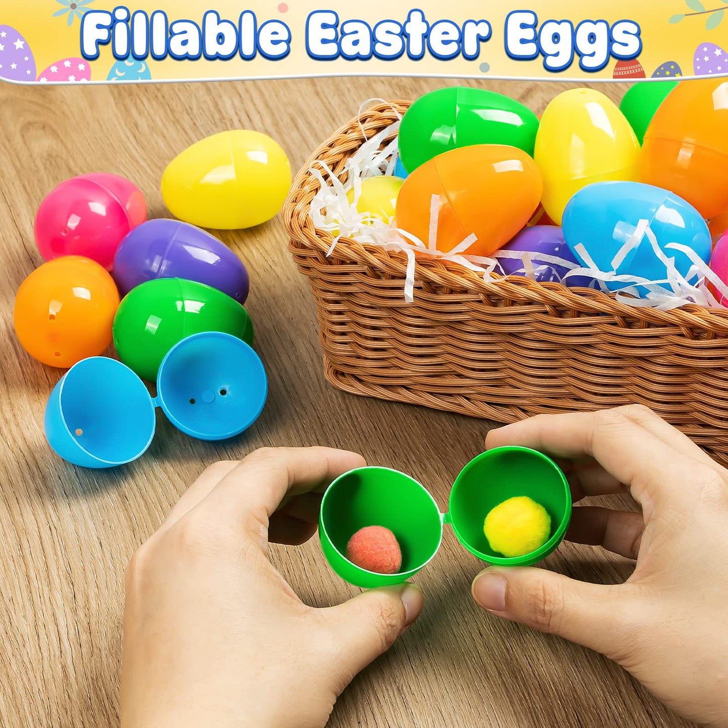 Duchong 500 Count Plastic Easter Eggs Bulk, 2.4" Fillable Empty Easter Eggs In 6 Colors for Easter Hunt, Basket Stuffers, Suprise Egg, Classroom Prize Supplies