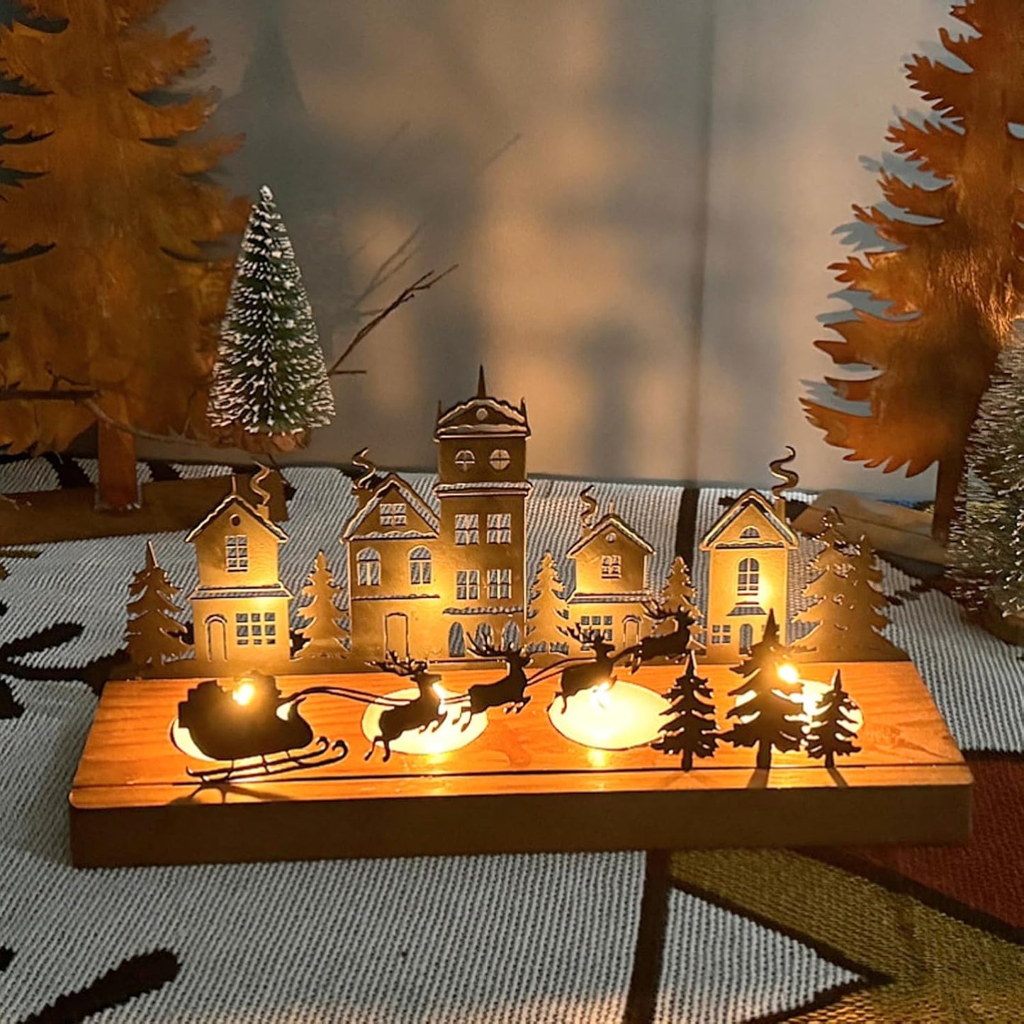Regine Switzerland Christmas Candle Holder - 4 LED Tea Light Seats | Festive Advent Design