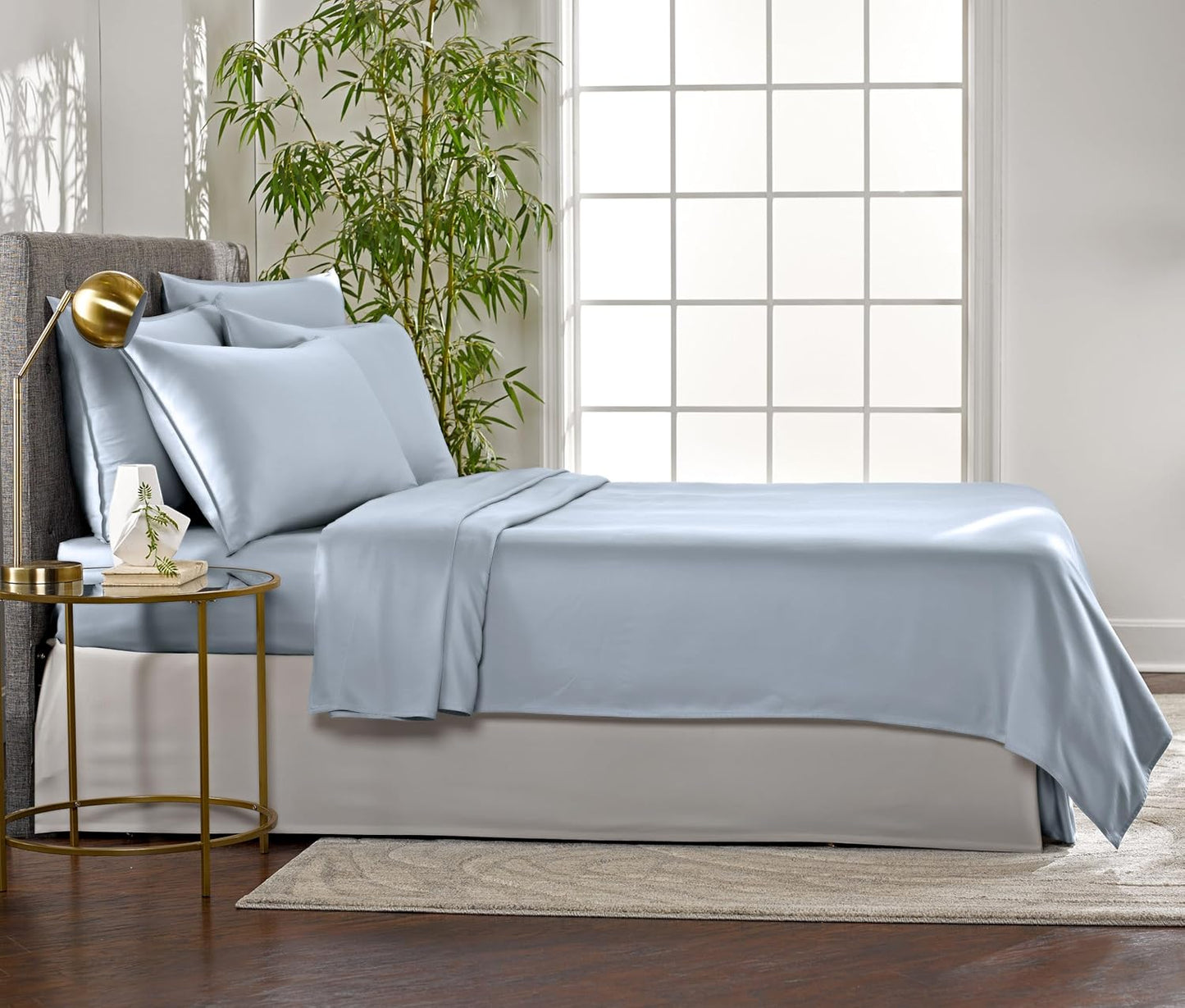 Pure Bamboo Full Bed Sheet Set - 100% Organic Viscose, Luxuriously Soft & Cooling, Sterling Blue