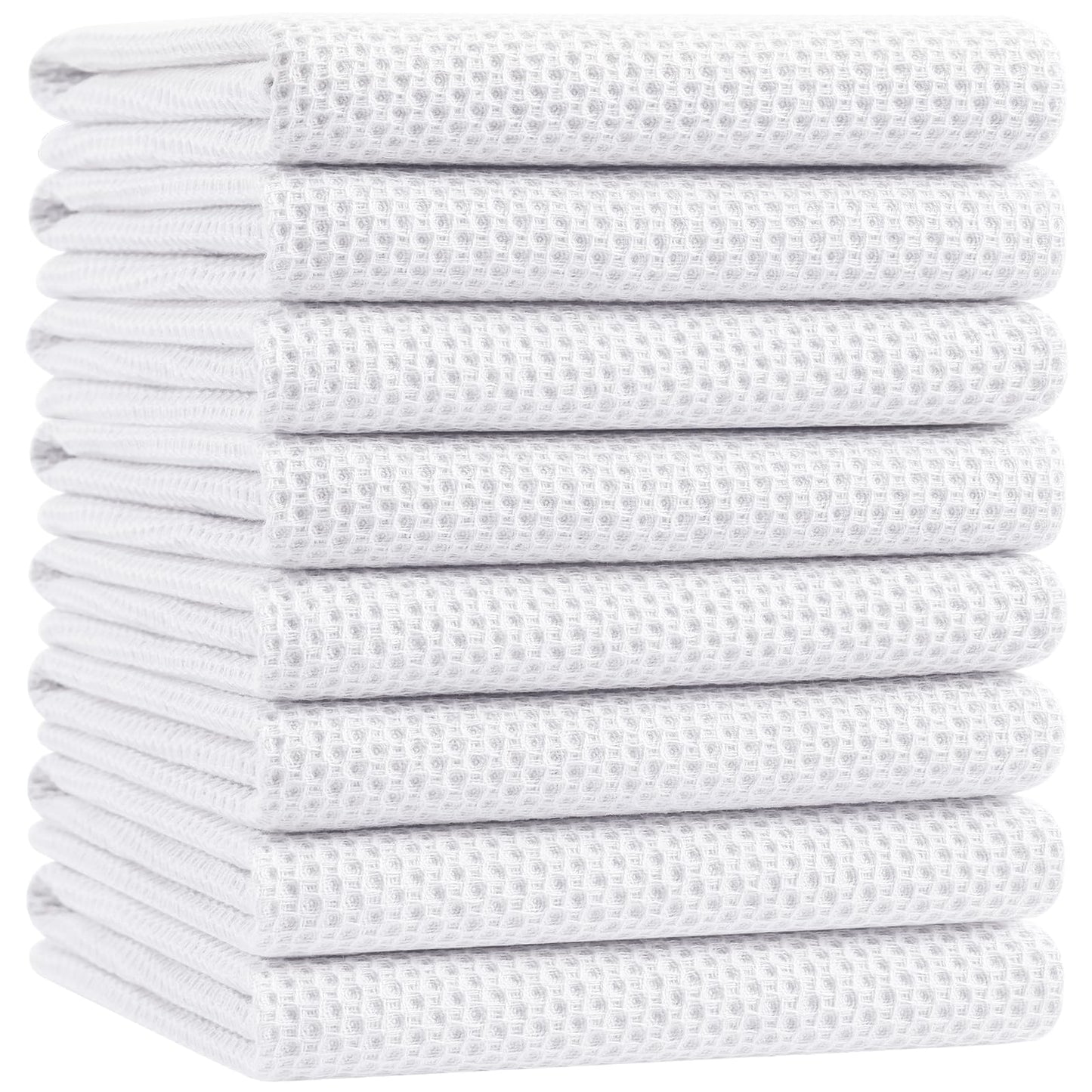 Homaxy 100% Cotton Oversized Waffle Weave Kitchen Dish Towels, Ultra Soft Absorbent Quick Drying Cleaning Towel, 20x28 Inches, 8-Pack, White