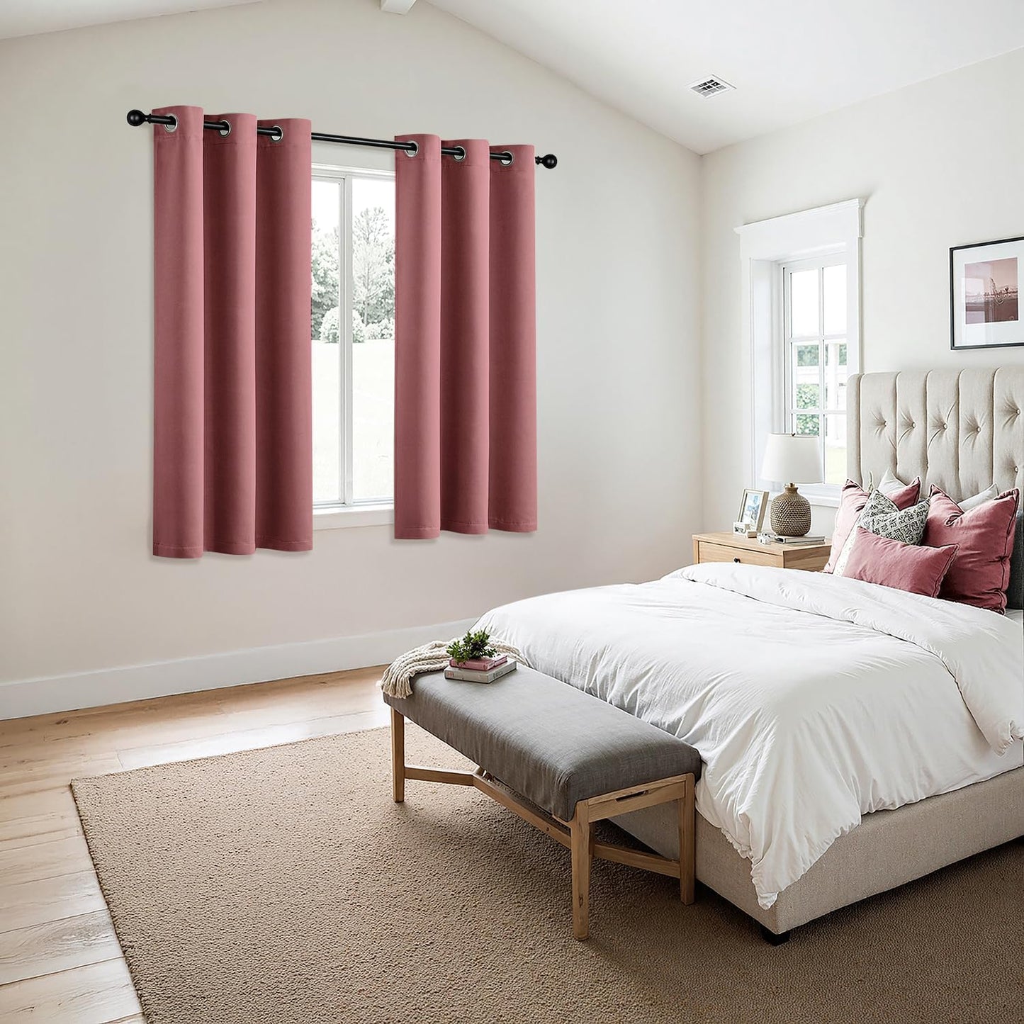 MIULEE Dusty Rose Blackout Curtains - Thermal Insulated Room Darkening Drapes | 63 Inch, 2 Panels