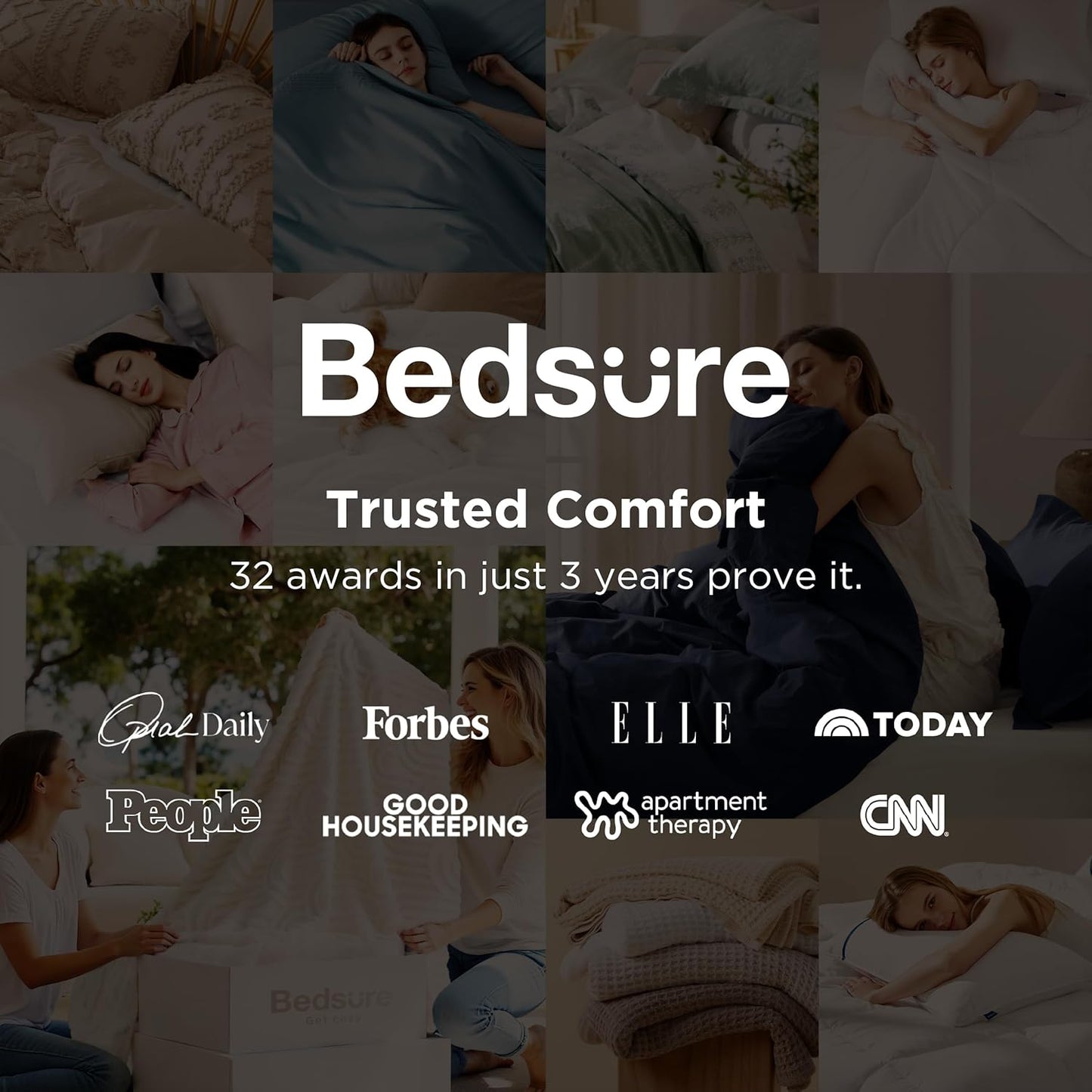 Bedsure Linen Duvet Cover Queen - Breathable Linen Cotton Blend Bedding Set for Hot Sleepers | 3-Piece in Linen Color