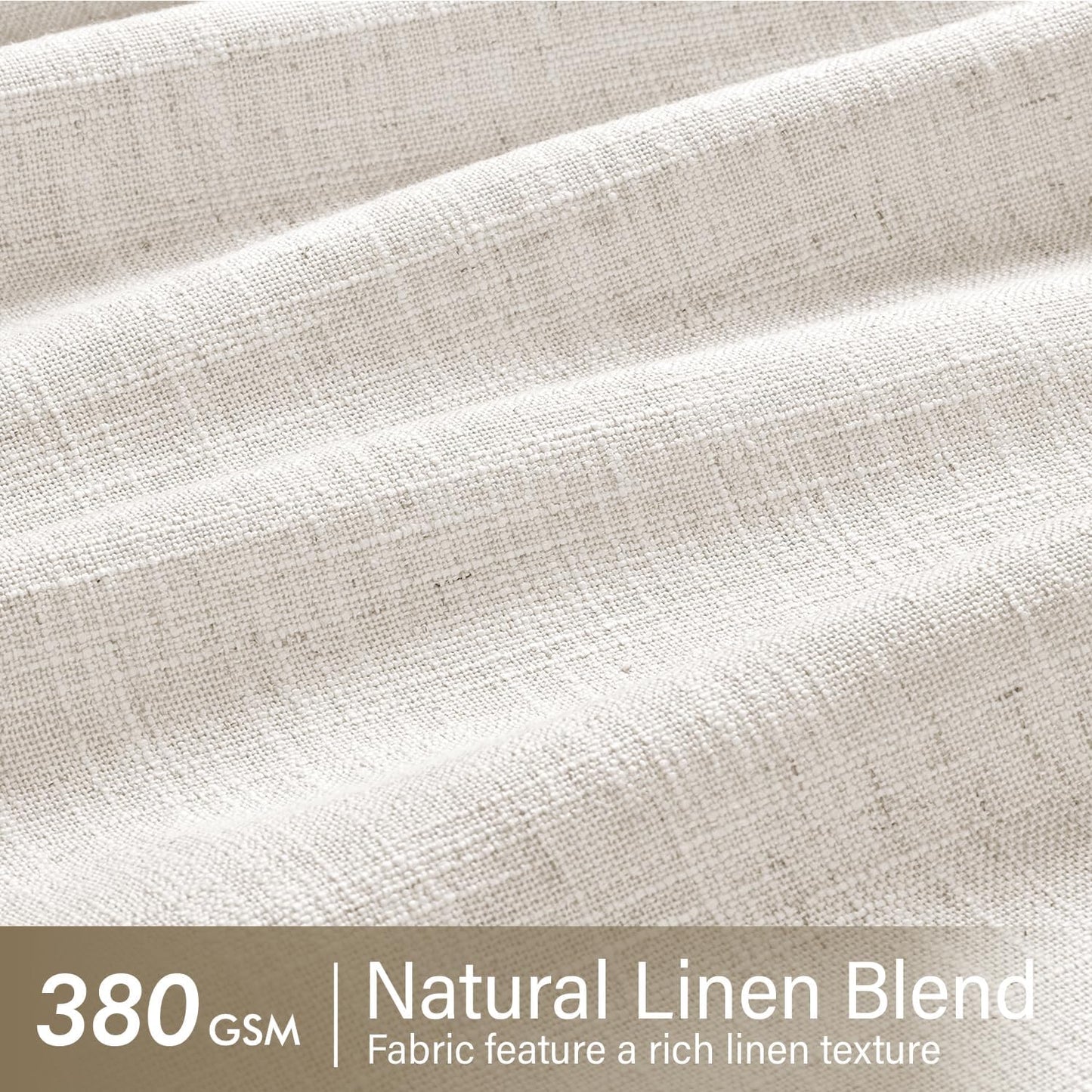 MIULEE Pinch Pleated Linen Curtains - 90-Inch Light Filtering Drapes in Natural Ivory Cream | 2 Panels