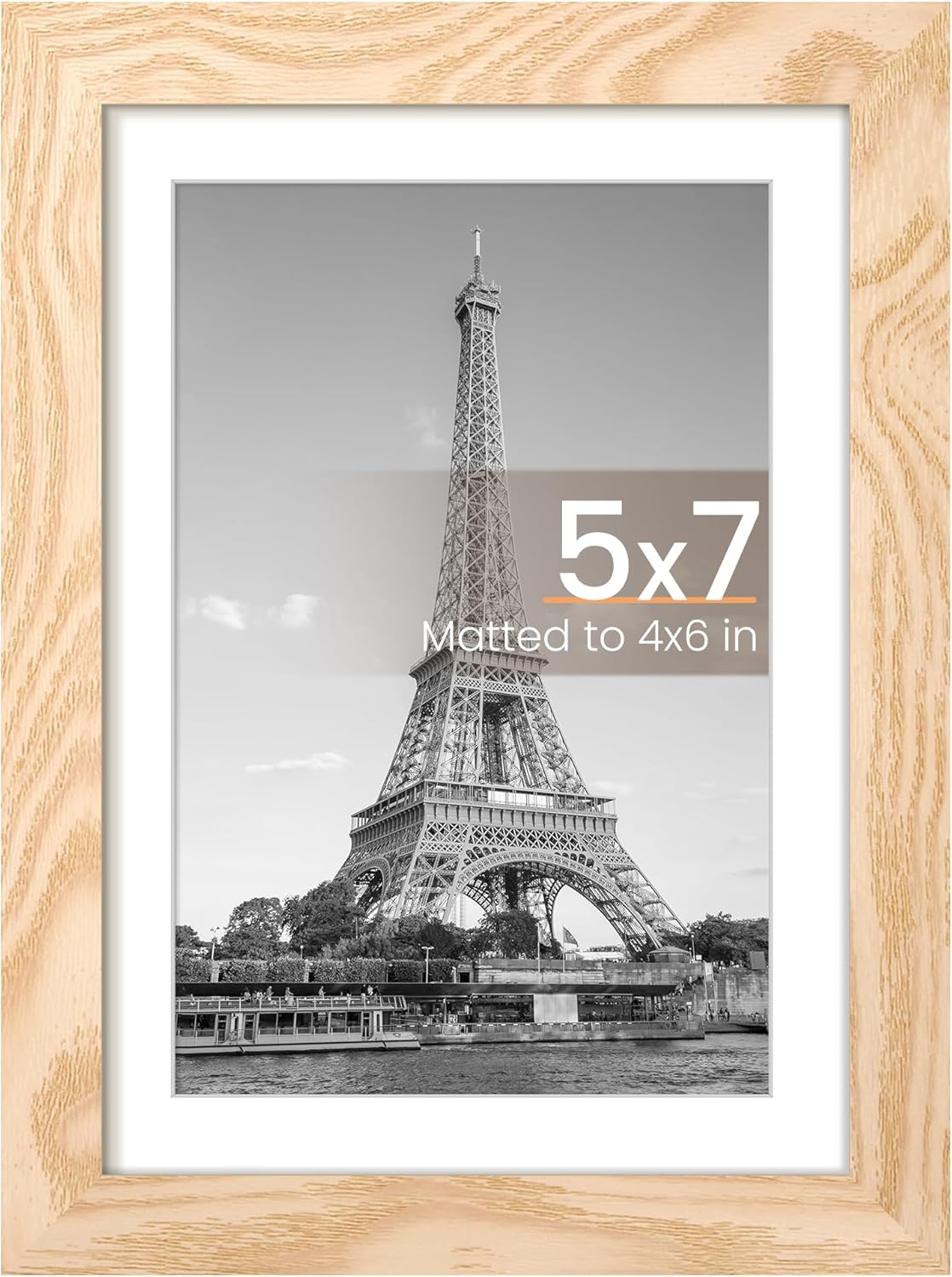 Upsimples 5x7 Picture Frame - Versatile Display for 4x6 or 5x7 Photos | Natural Finish, 1 Pack