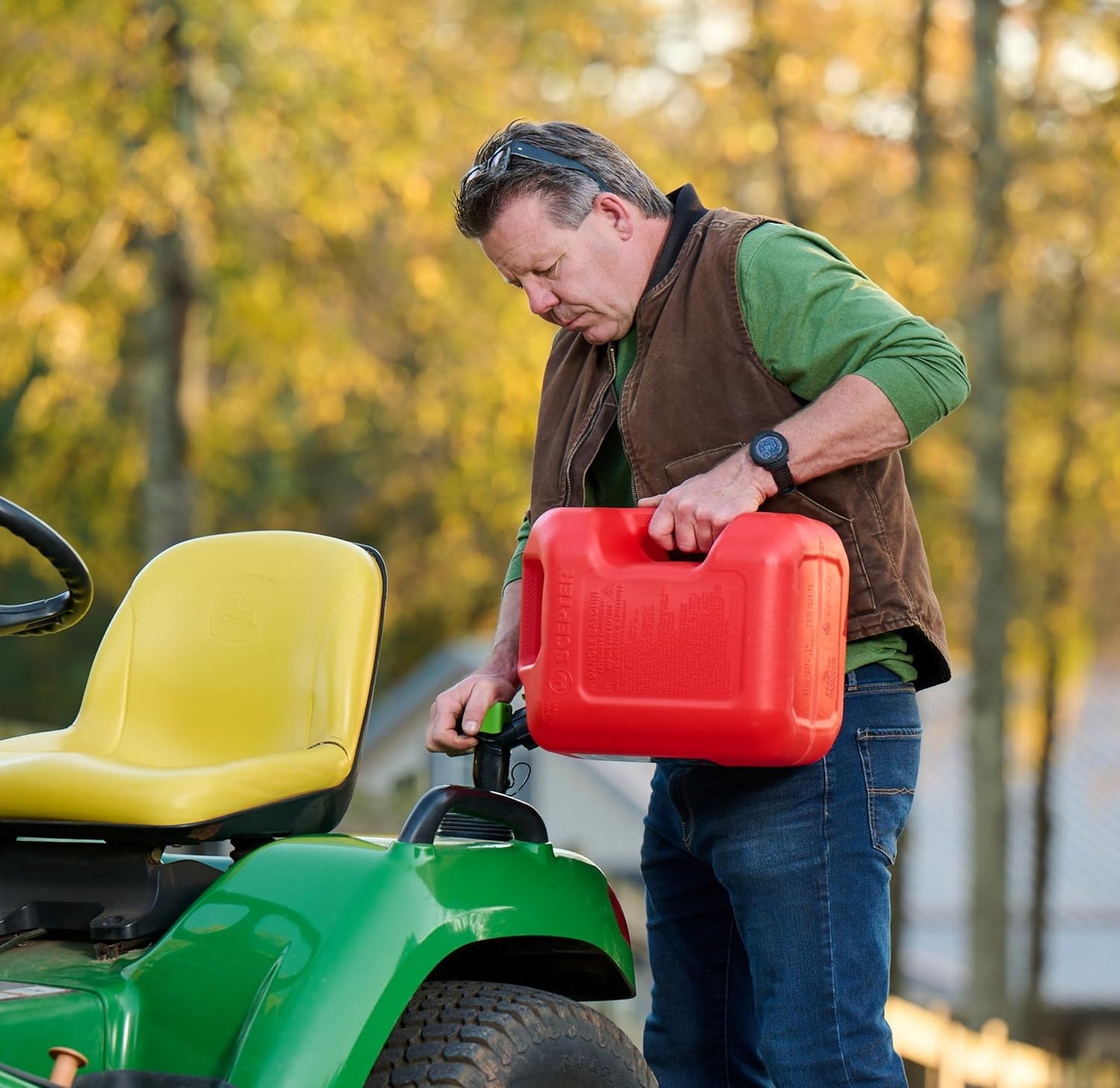 Scepter 5 Gallon Fuel Container - Spill Proof Spout & Bonus Extender | Red Gas Can with Rear Handle