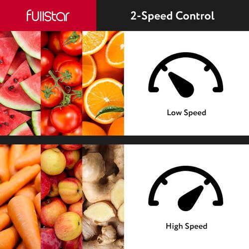 Fullstar Juicer Machine - 400W Compact Vegetable & Fruit Juicer | 3" Wide Mouth, 2-Speed, BPA-Free (Black)