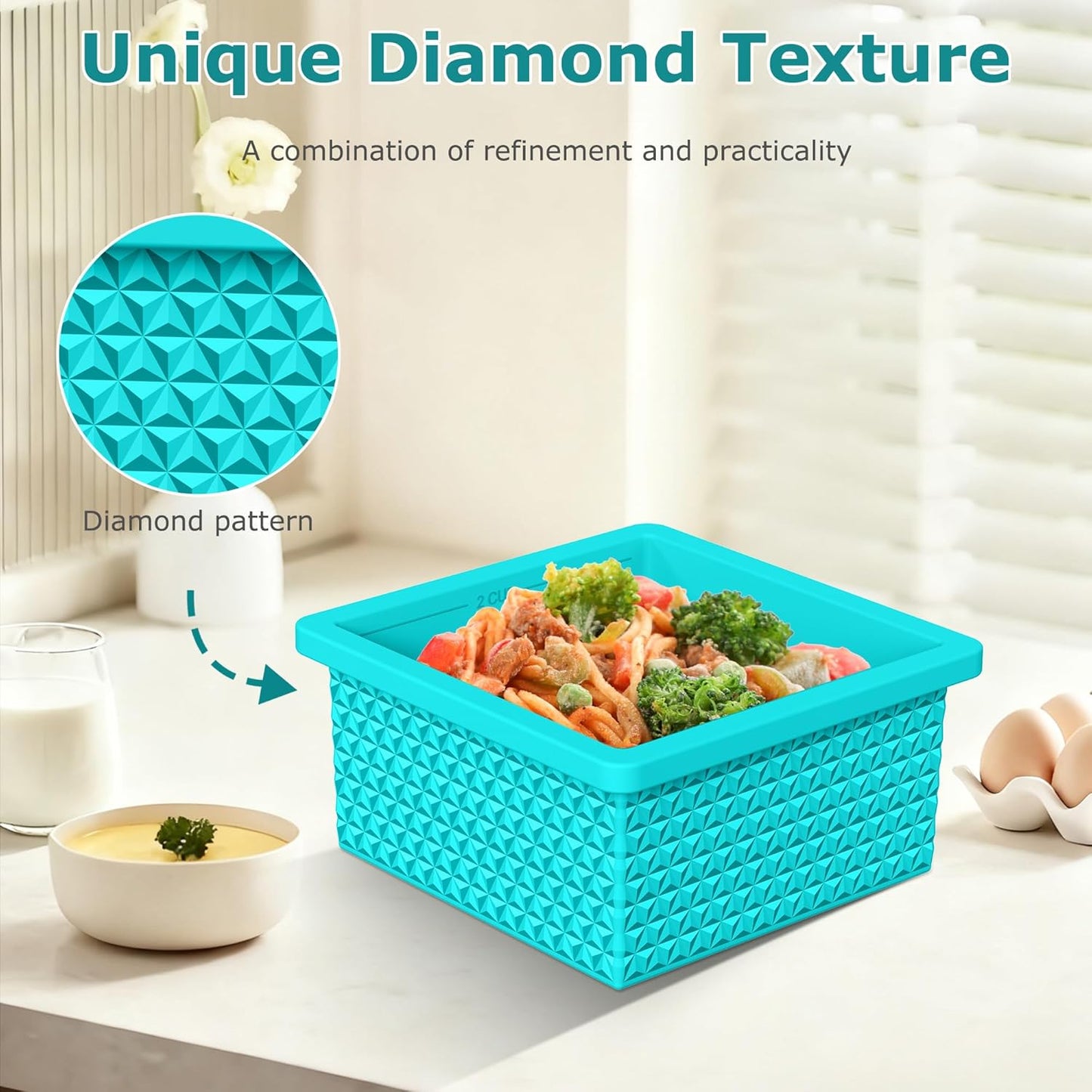 Silicone Freezer Molds - 2-Cup Stackable Soup Cube Storage Tray with Lid | 4-Pack, Oven & Dishwasher Safe