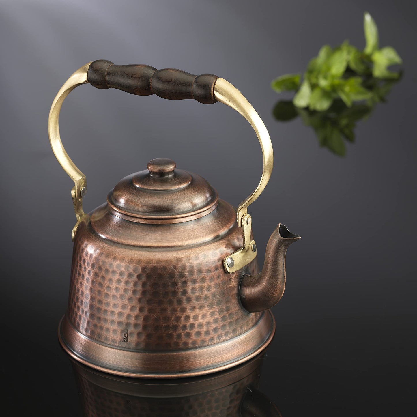 DEMMEX 100% Handcrafted Heavy Gauge 1mm Thick Hammered Antique Solid Copper Tea Kettle Pot Stovetop Teapot, 2.5lb, 2 Quarts