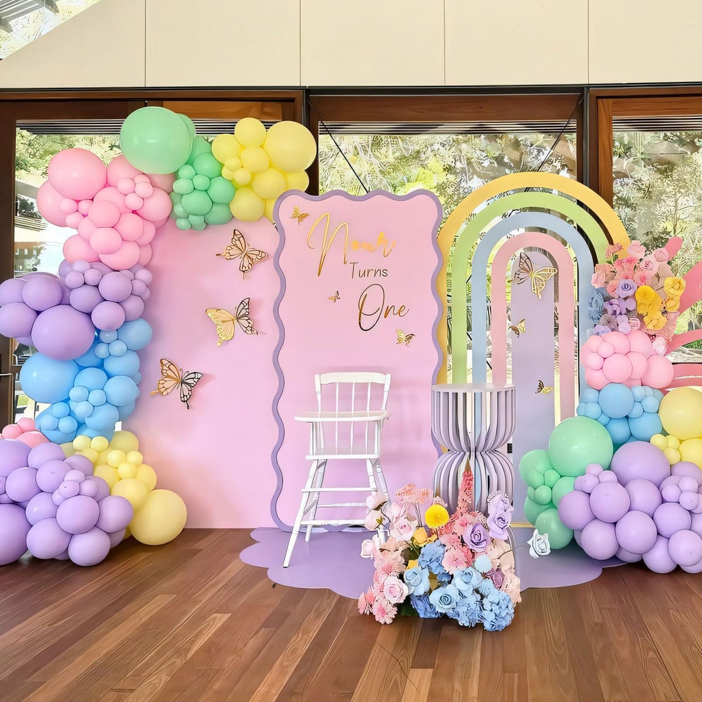 145pcs Pastel Balloons Different Sizes 18" 12" 10" 5" Latex Balloon Garland Arch Kit for Birthday Rainbow Party Baby Shower Easter Party Decorations