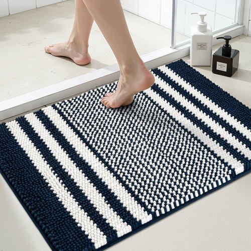 BSICPRO Bathroom Rugs - Extra Soft Shaggy Chenille Bath Mat | 30x20 Inch, Non-Slip, Quick Dry, Navy