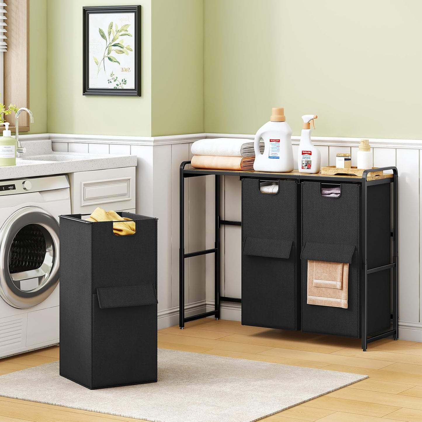Kitstorack Laundry Hamper - 3-Section 51 Gallon Organizer for Efficient Laundry Room Storage