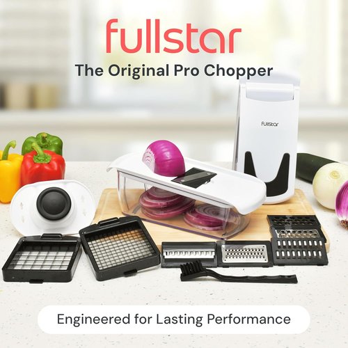 Fullstar Vegetable Chopper & Mandoline Slicer - 8-in-1 Food Chopper with Container, White