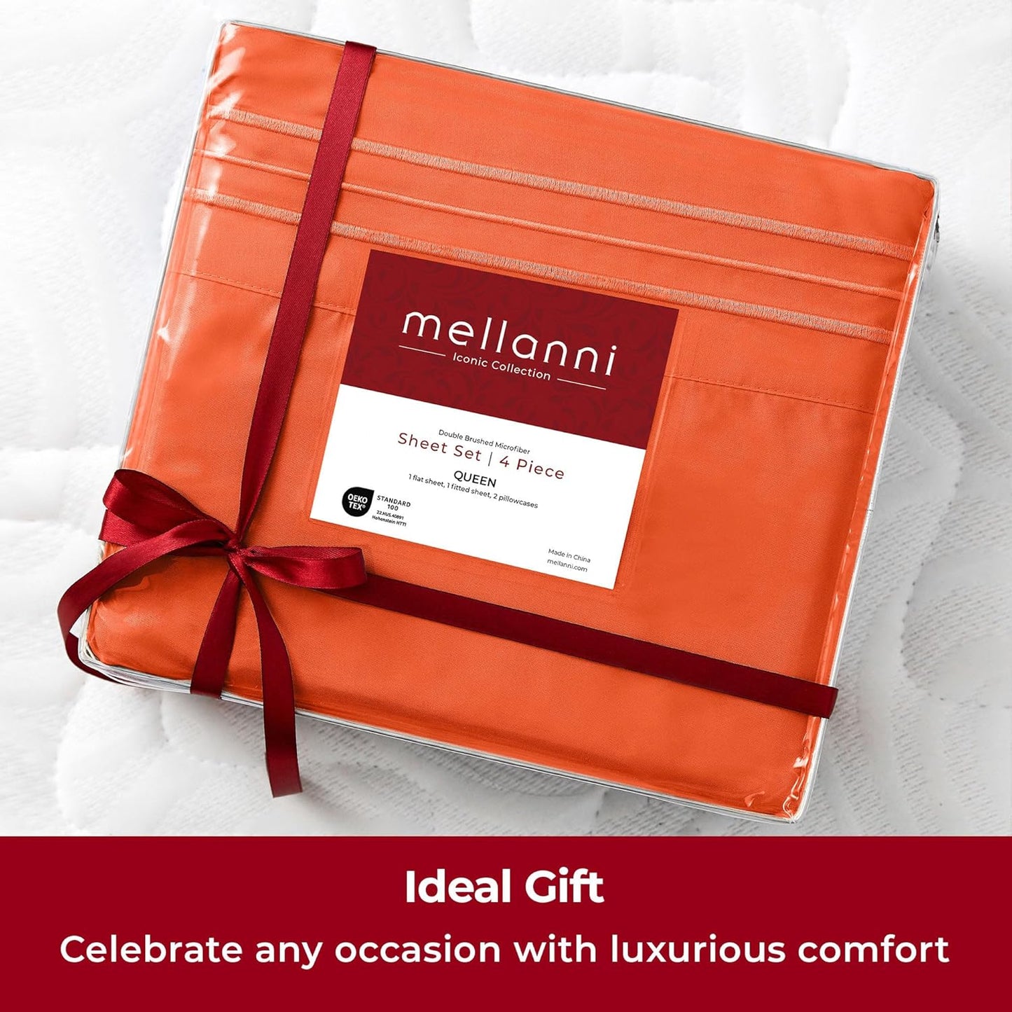Mellanni Twin Sheets Set - 3 PC Hotel Luxury Bedding | Extra Soft, Cooling, Wrinkle-Resistant (Twin, Poppy Orange)