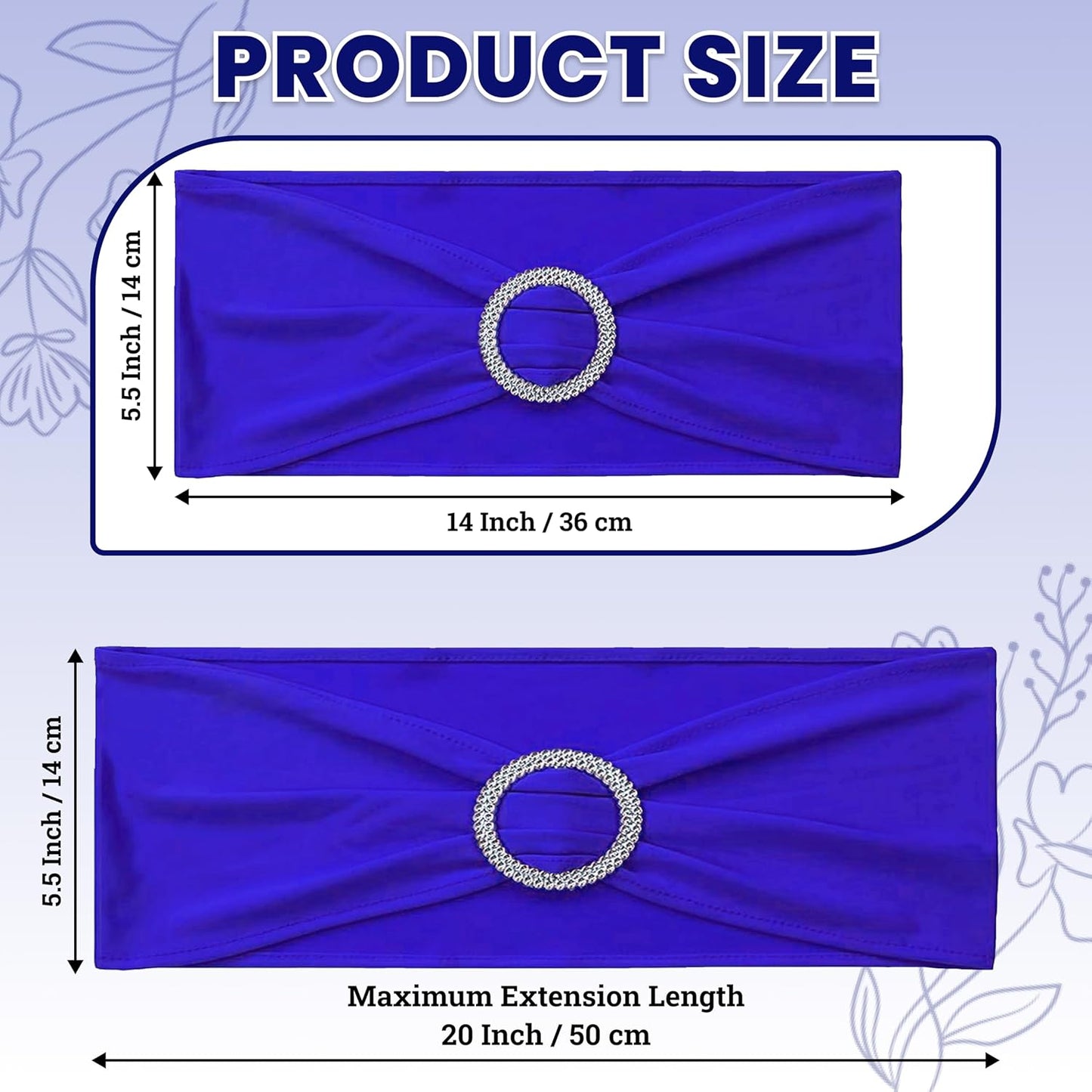 MDS Premium Stretch Chair Sashes - Pack of 25 Royal Blue Covers with Buckle Slider for Weddings & Events