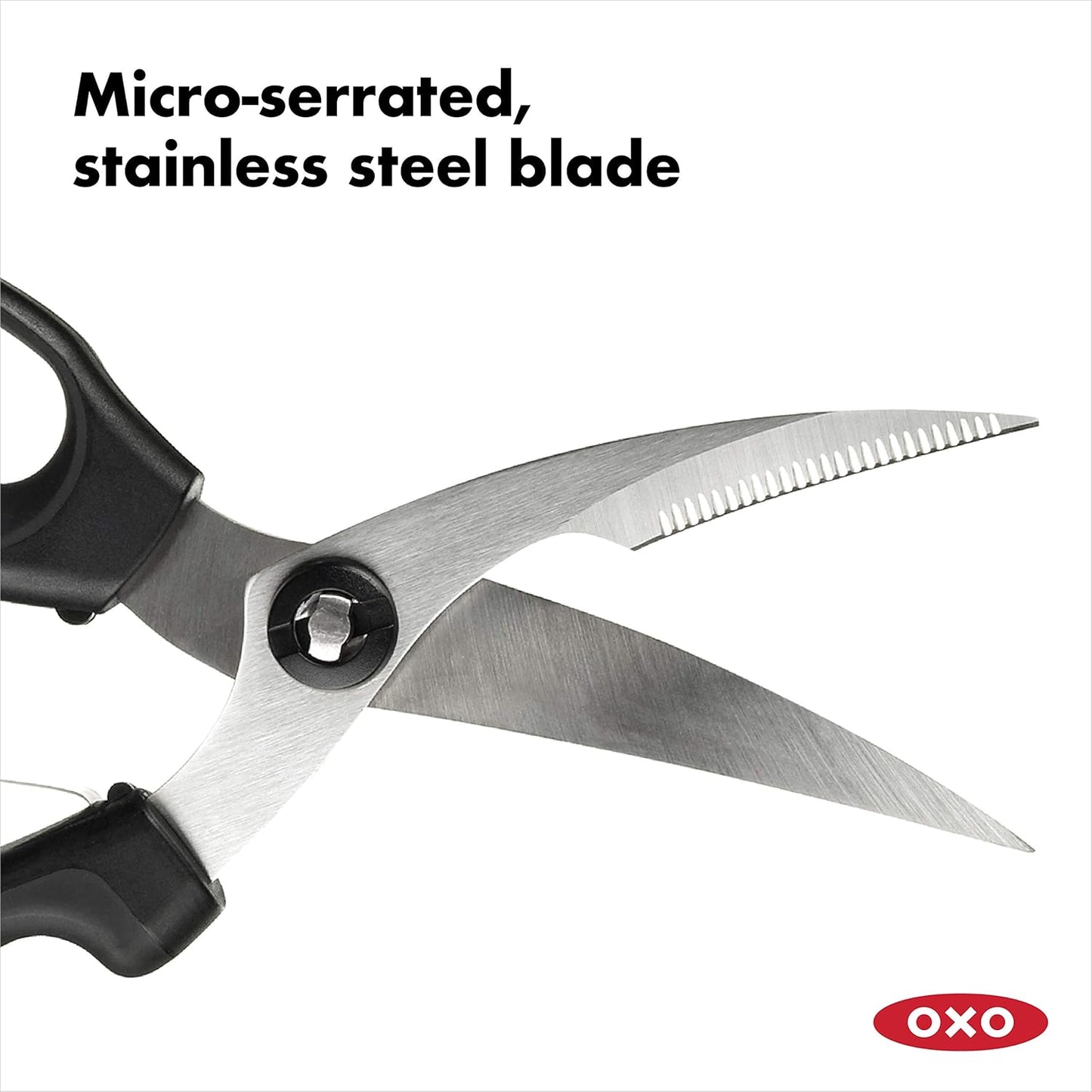 OXO Good Grips Poultry Shears - Spring-Loaded Design for Effortless Cutting | Sleek Black Finish