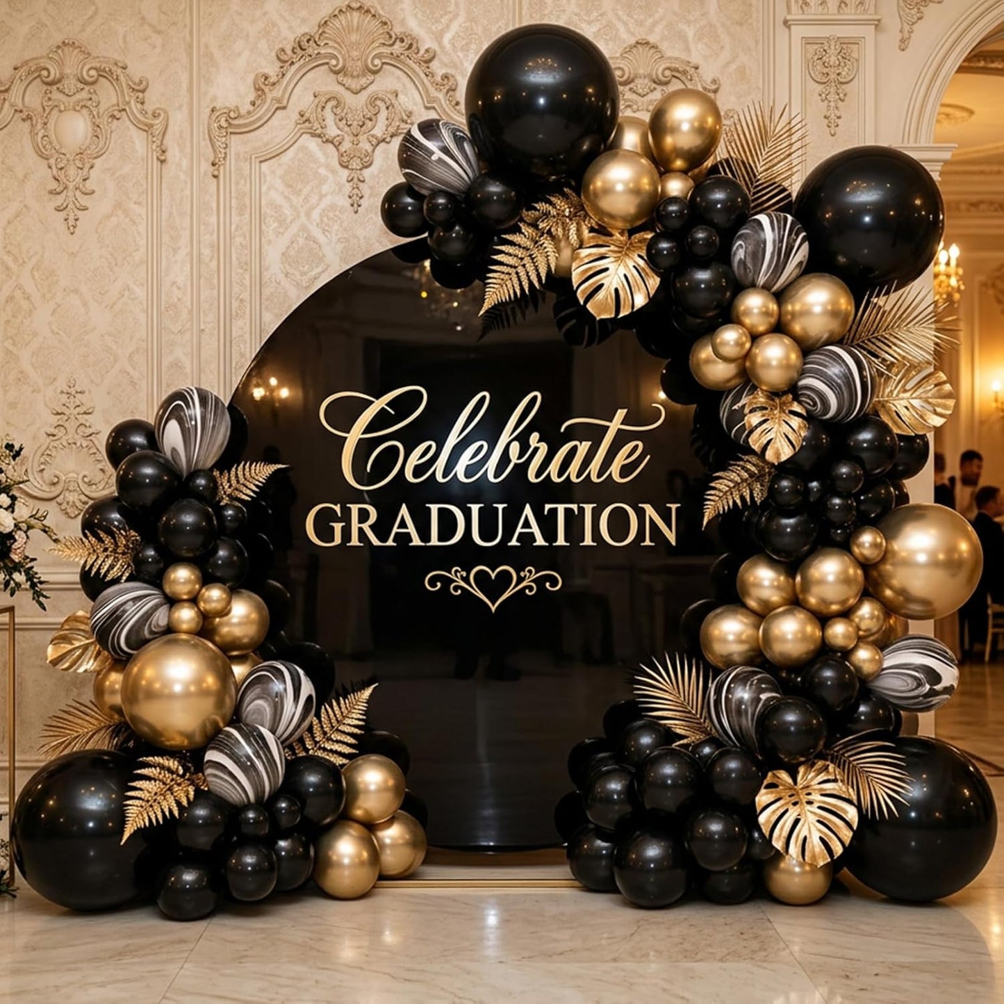 RUBFAC Gold Balloons - 129-Piece Metallic Balloon Garland Kit for Graduation, Weddings & Birthdays | Various Sizes 5-18 Inches