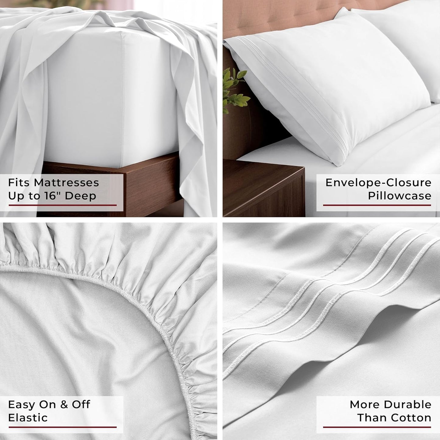 Mellanni California King Sheets Set - 4 PC Hotel Luxury Bedding | Extra Soft, Cooling, Wrinkle-Resistant (White)