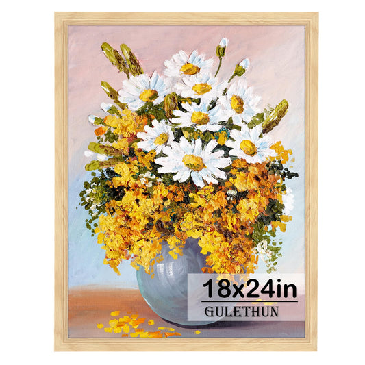 GULETHUN 18x24 Picture Frame, Natural Wood Poster Frame, Home Decor Natural Gallery Frames, Horizontal or Vertical Format, Sturdy, Plexiglass, Large Wall Decor, for Photos, Artworks, Posters