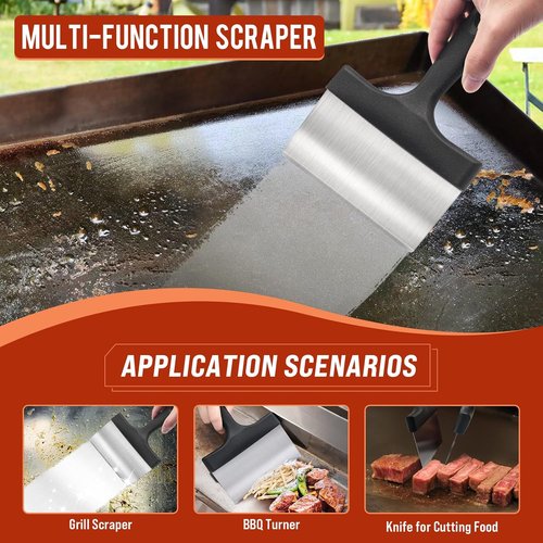 AWEASROY Griddle Cleaning Kit - Essential Flat Top Grill Tools with Stone, Scraper & Brush