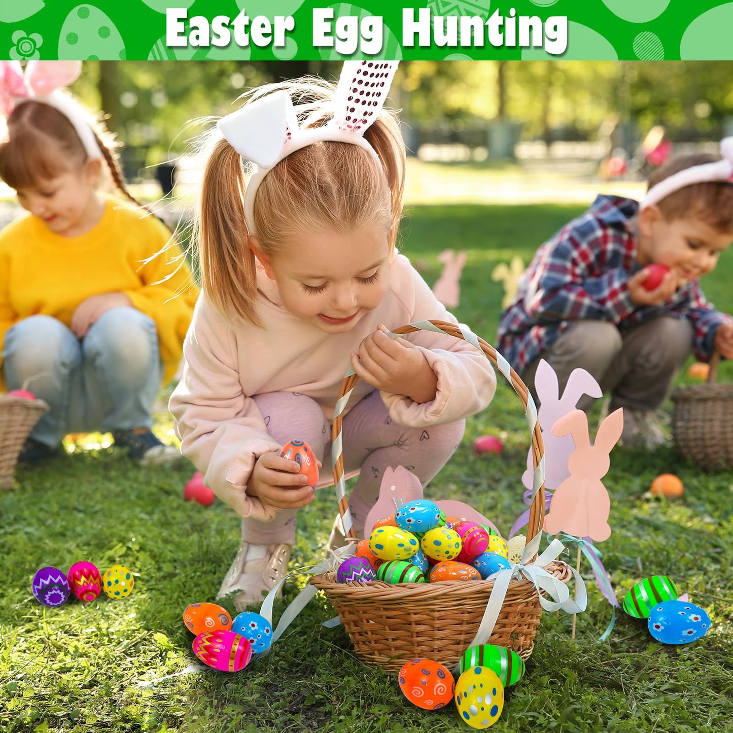 JOHOSEEK Plastic Easter Eggs Fillable, 36 PCS Printed Bright Easter Eggs Empty, Colorful Eggs for Easter Gifts Party Favors Eggs Hunt, Easter Basket Stuffers, Plastic Eggs Bulk