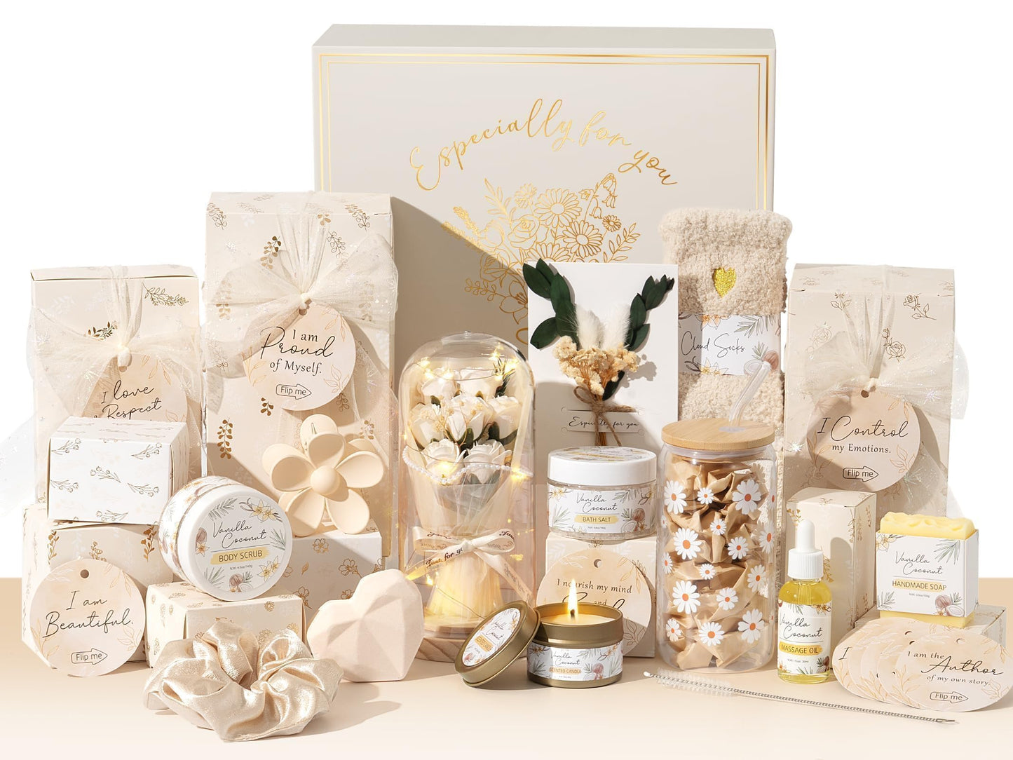 Qinline SPA Gifts for Women & Teen Girl – 10 PCS Mothers Day Birthday Gift Basket, Luxury Self Care Home Bath Set for Relaxing, Get Well Soon Care Package & Pampering Gifts for Her Friend Daughter Mom