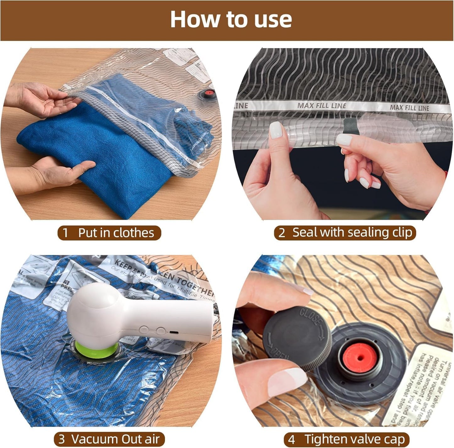 Skiennix Travel Vacuum Storage Bags - 9 Pack Carry-On Size for Luggage | Space Saver for Clothes