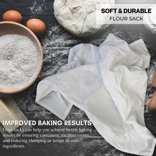 GOLD TEXTILES White Flour Sack Towels (12 Pack - 28x28) 100% Cotton Kitchen Towels – Multipurpose, Soft & Absorbent, Quick Dry with Easy Care