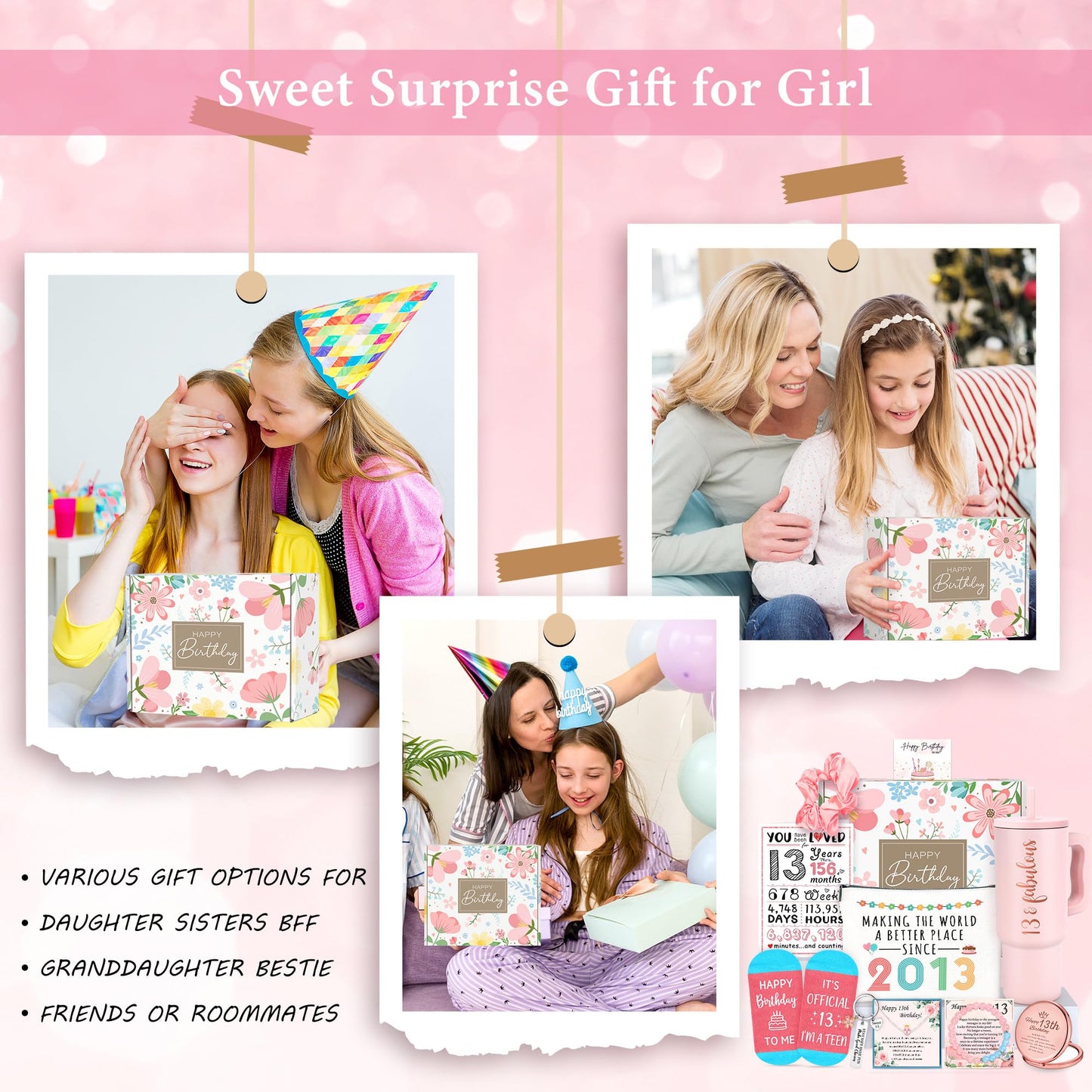 13th Birthday Gifts for Girls 13 Year Old Girl Birthday Gift for 13 Years Old Girl Gifts Trendy Stuff Cool Things for 13 Year Olds Teen Girls Teenager Happy 13th Decorations Present Ideas with Tumbler