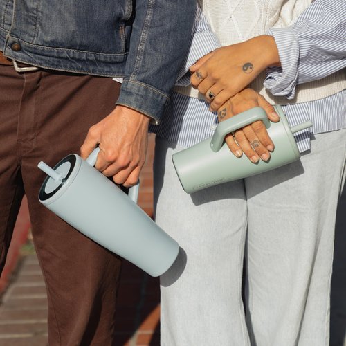 BrüMate Era 40 oz Tumbler with Handle and Straw | 100% Leakproof Insulated Water Bottle Tumbler with Lid and Flexible SoftSip Straw | Made of Stainless Steel | Cup Holder Friendly | 40oz (Blue Agave)