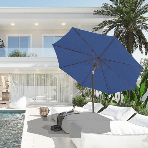 JEAREY 9FT Outdoor Patio Umbrella - Push Button Tilt & Crank | UV Protection, Waterproof - Dark Blue