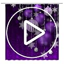 Merry Christmas Shower Curtain Purple Balls Xmas Winter Holiday Happy