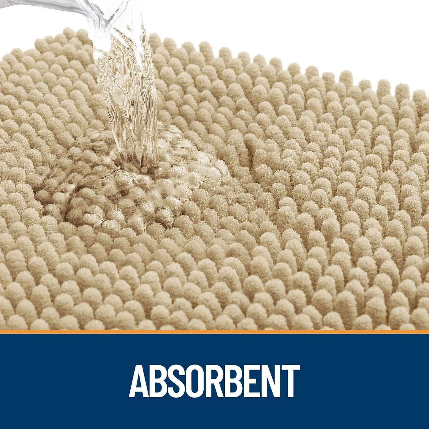 OLANLY Dog Door Mat - Absorbent Non-Slip Chenille for Muddy Paws | 47x20 Paw Print Design, Beige