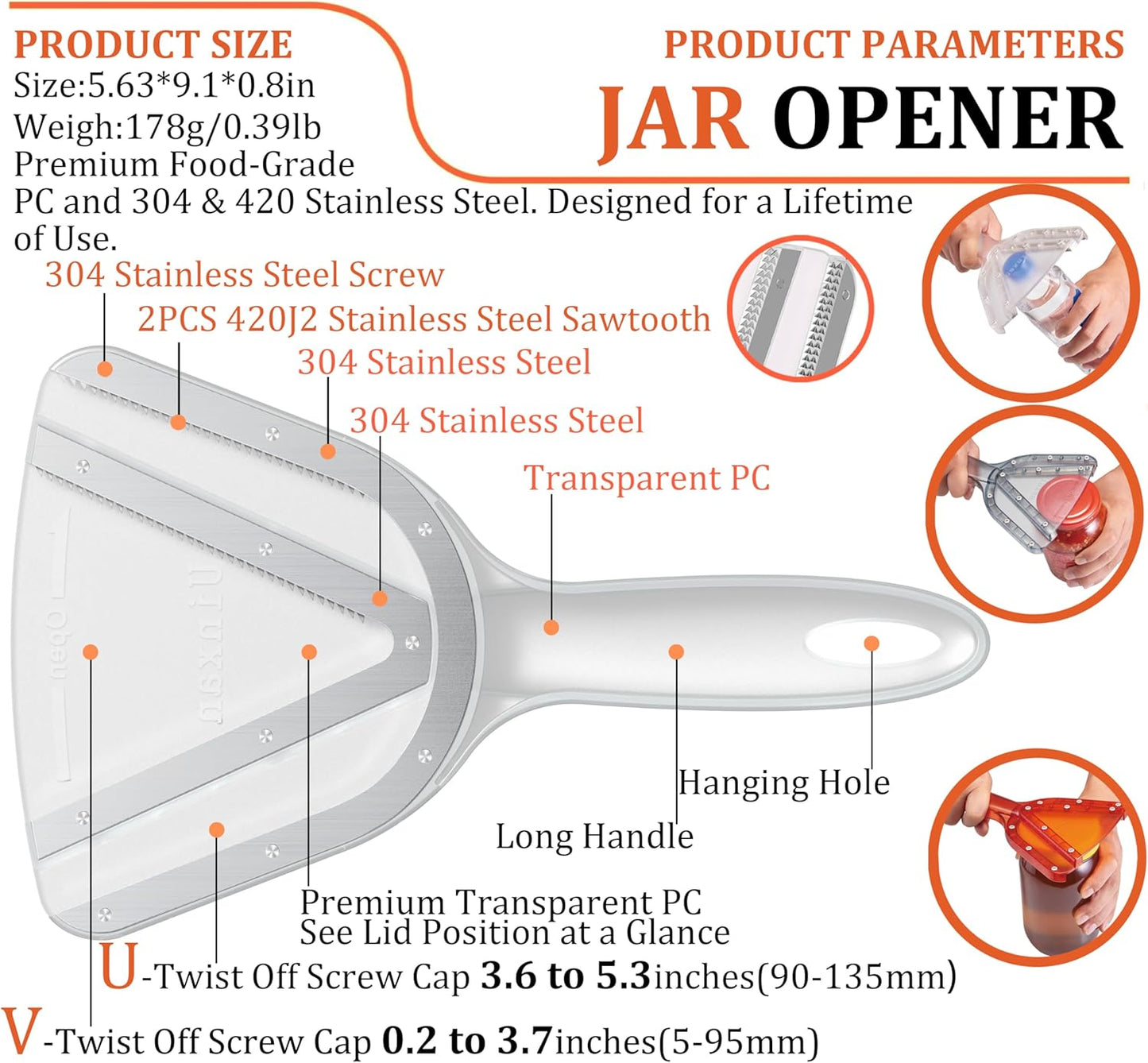 Uinxan Jar Opener - Easy Twist-Off Bottle Caps for Seniors & Arthritis Relief | Handheld Kitchen Gadget (Blue)
