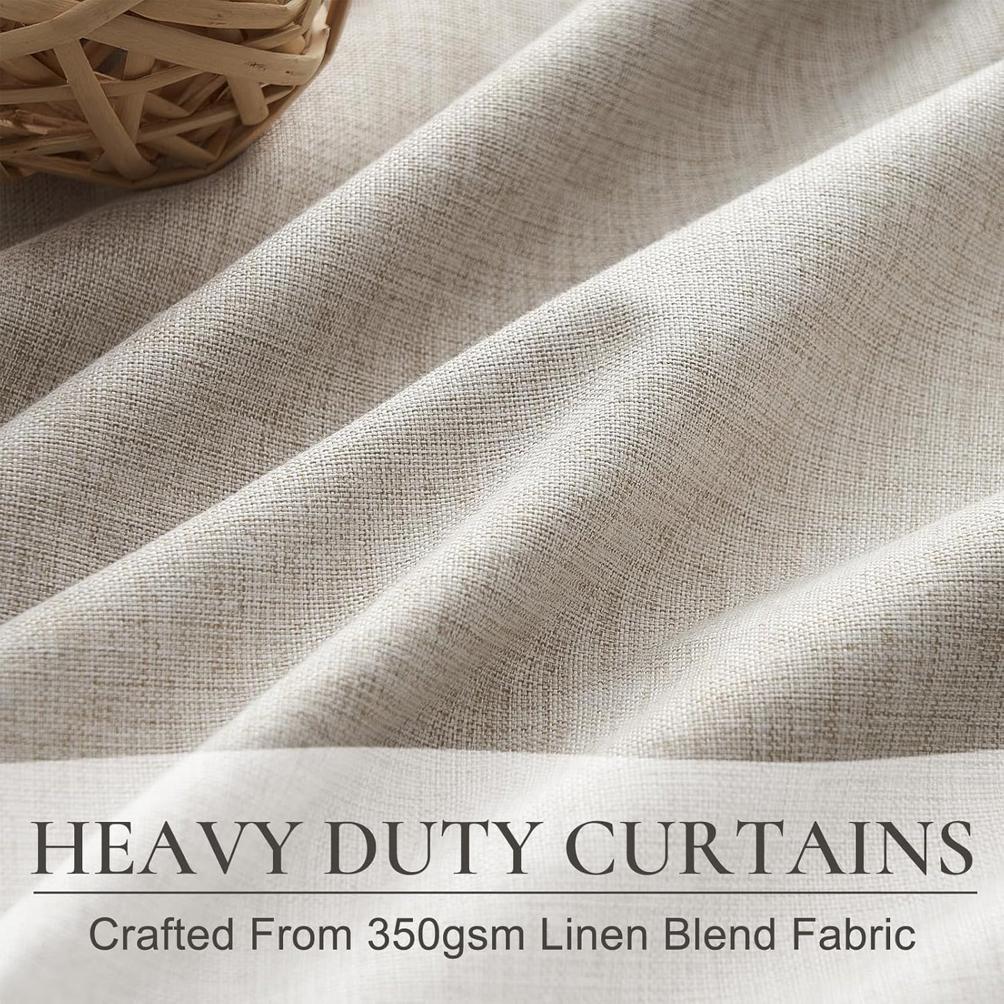 Skiennix Natural Linen Blackout Curtains - 96 Inch Long Thermal Insulated Drapes | 2 Panel Set in Neutral