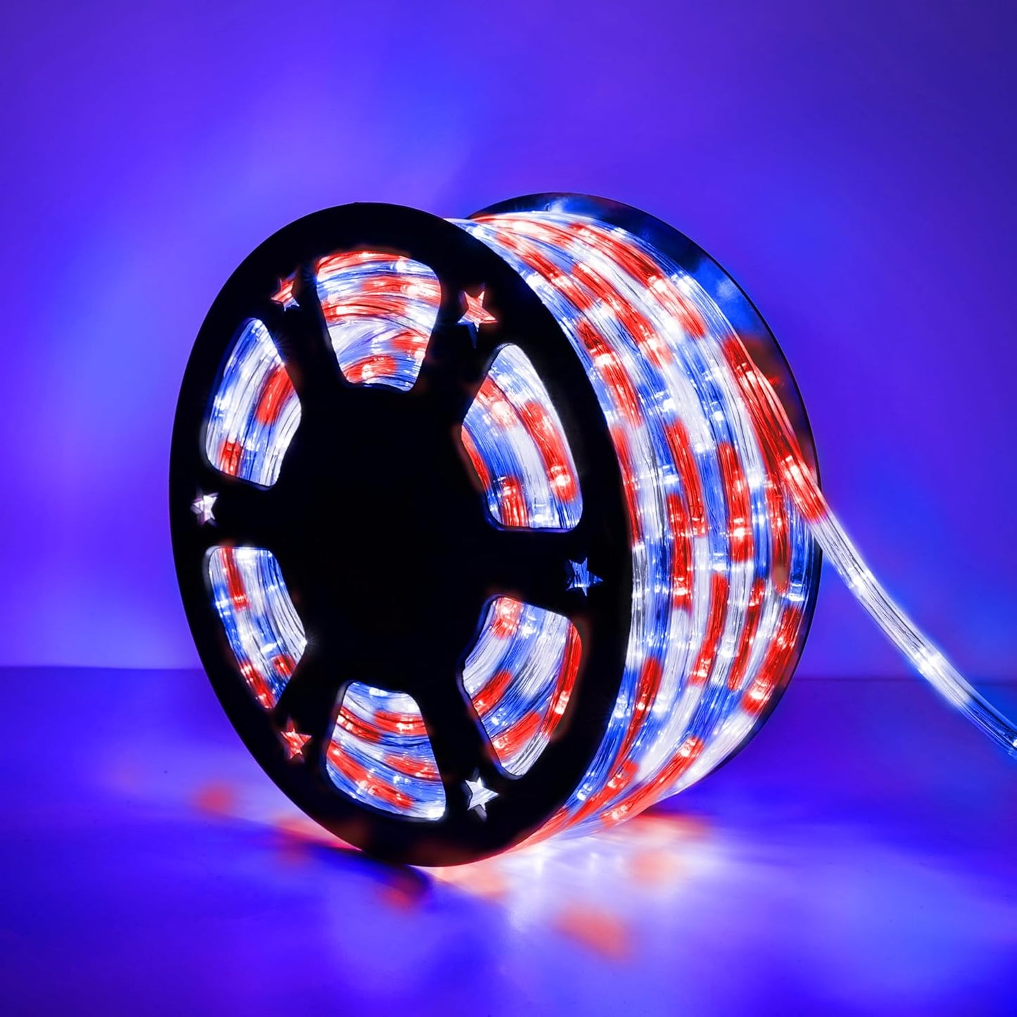 Skiennix 100ft LED Rope Lights - Waterproof, Connectable & Flexible Tube Lights | 8 Modes, Red, White & Blue