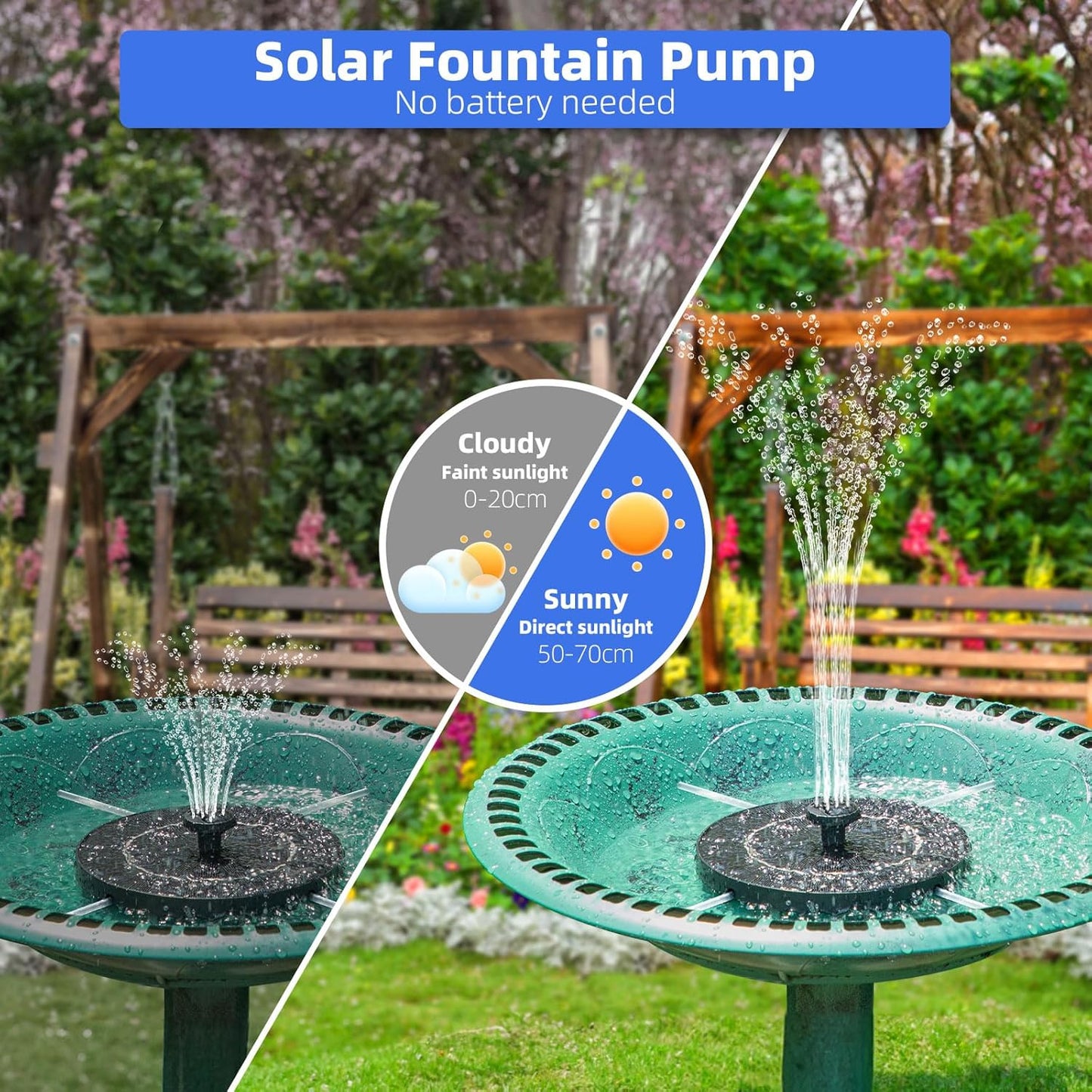 Skiennix Solar Fountain - Upgraded 3.5W Water Pump with Multiple Nozzles for Bird Baths & Gardens