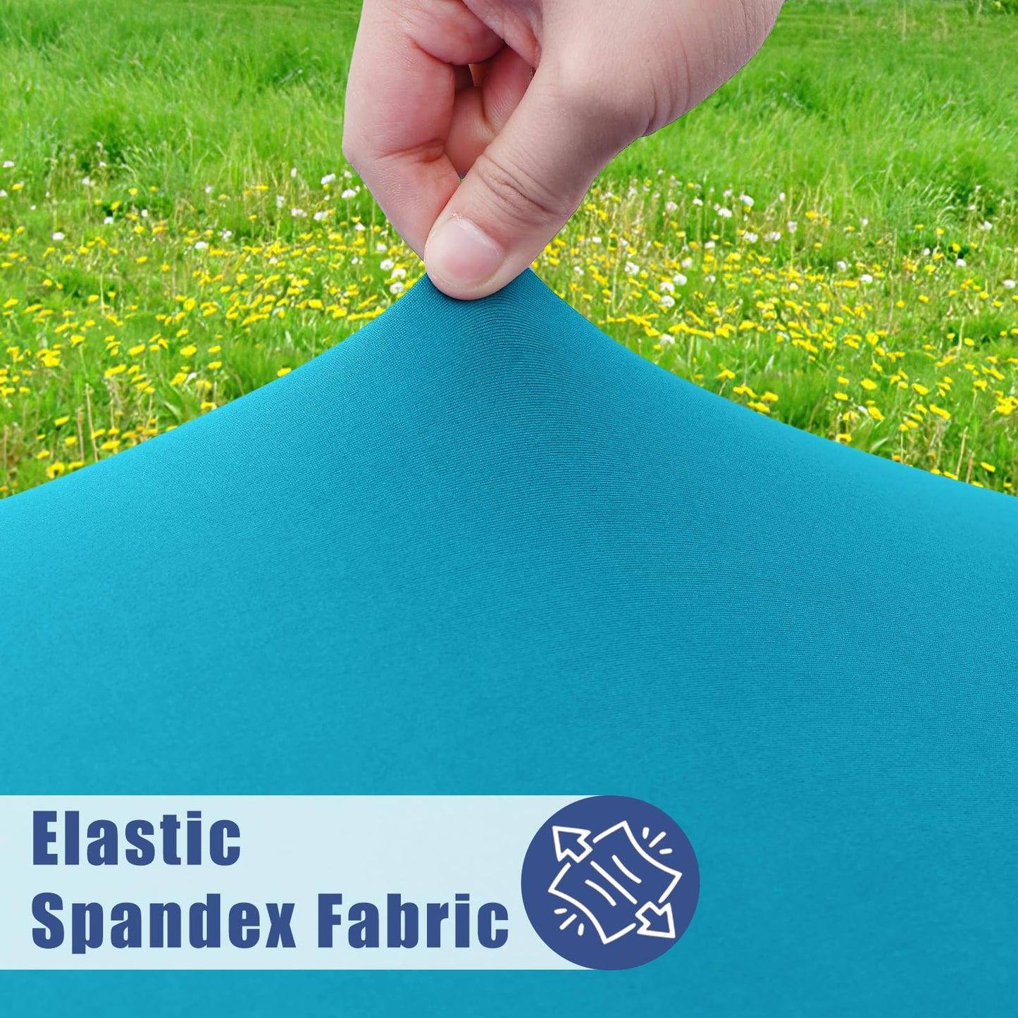 Moosfor Round Spandex Tablecloth, Elastic Fitted Waterproof Tablecloths for 57"-68" Tables, Stretch Washable Picnic Table Cover for Camping, Dining, Indoor and Outdoor, Turquoise