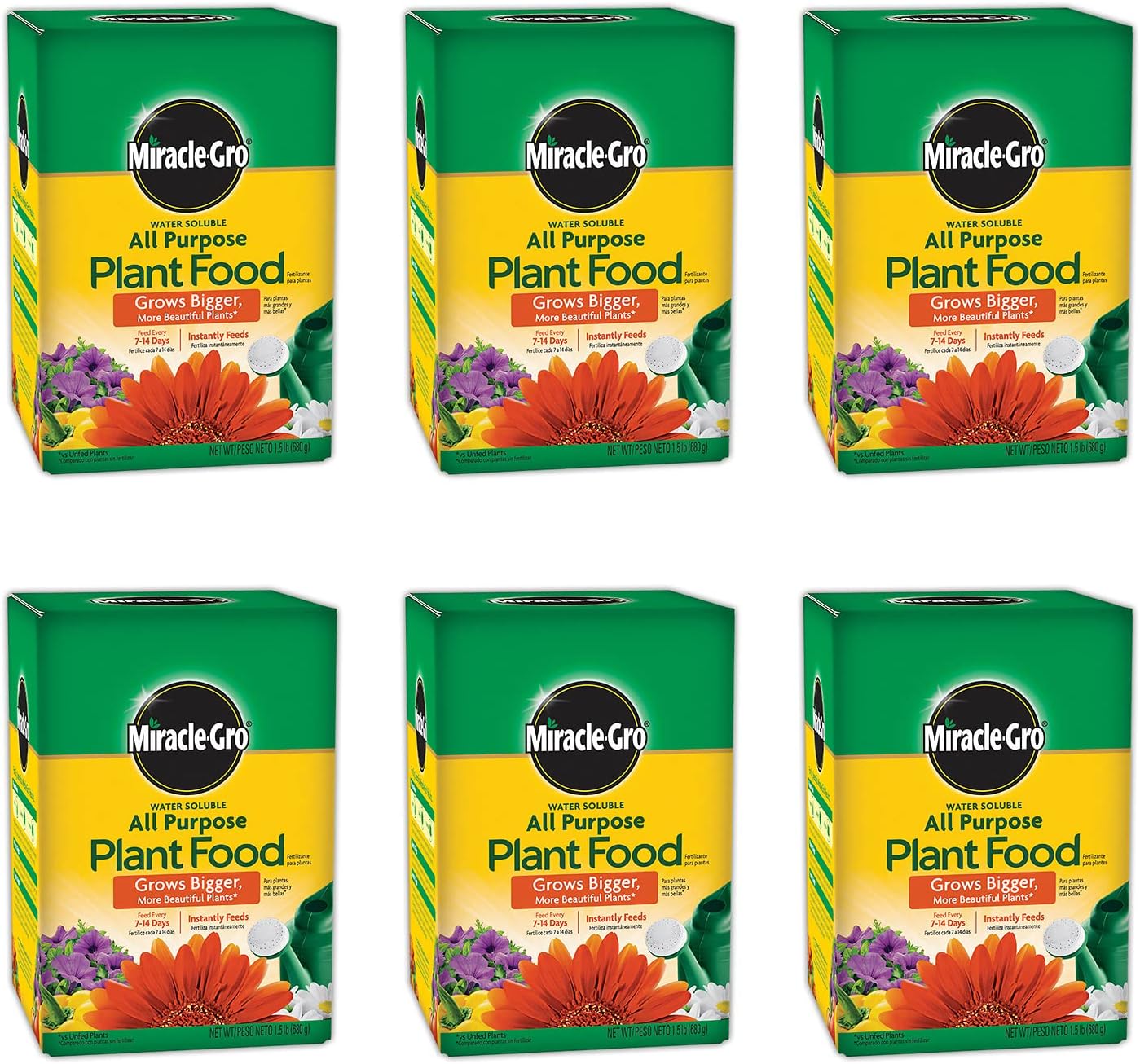 Miracle-Gro Water Soluble Plant Food - All-Purpose Fertilizer for Indoor & Outdoor Plants | 1.5 lbs (6-Pack)