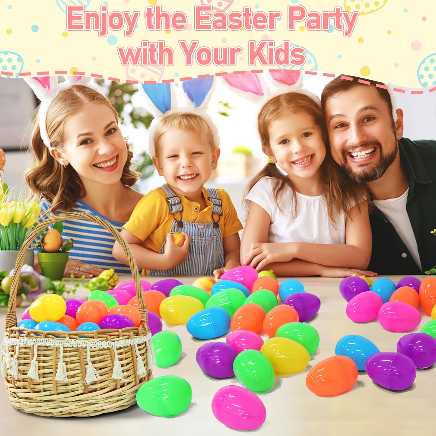300 Pcs Plastic Easter Eggs Bulk, 2.2" Easter Eggs Fillable, Bright Colors Plastic Eggs Bulks for Easter Egg Hunt, Filling Treats and Party Favor, Easter Basket Stuffers Fillers for Kids Toddlers