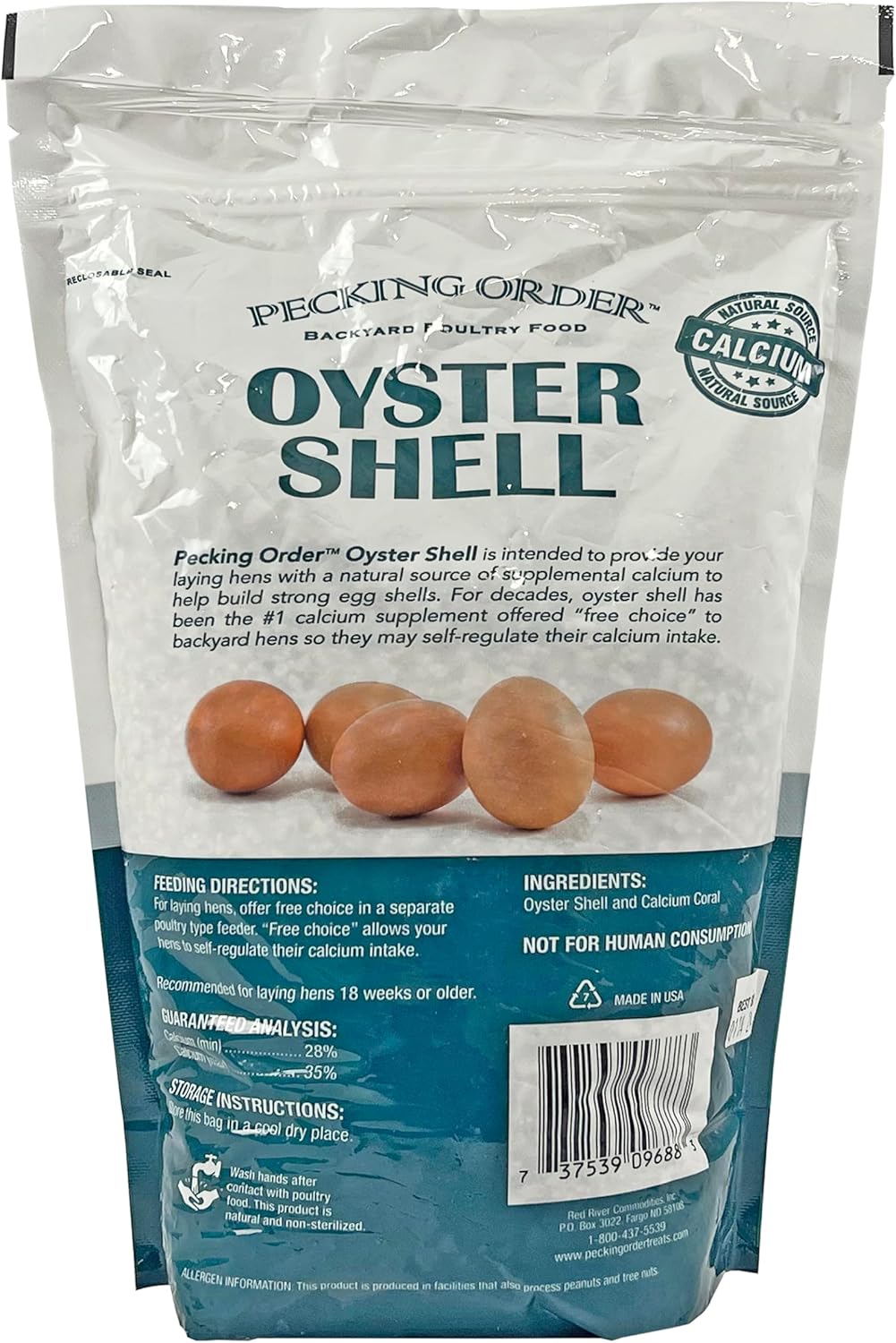 Pecking Order Oyster Shell - Calcium Supplement for Strong Eggshells in Laying Hens | 5 LB