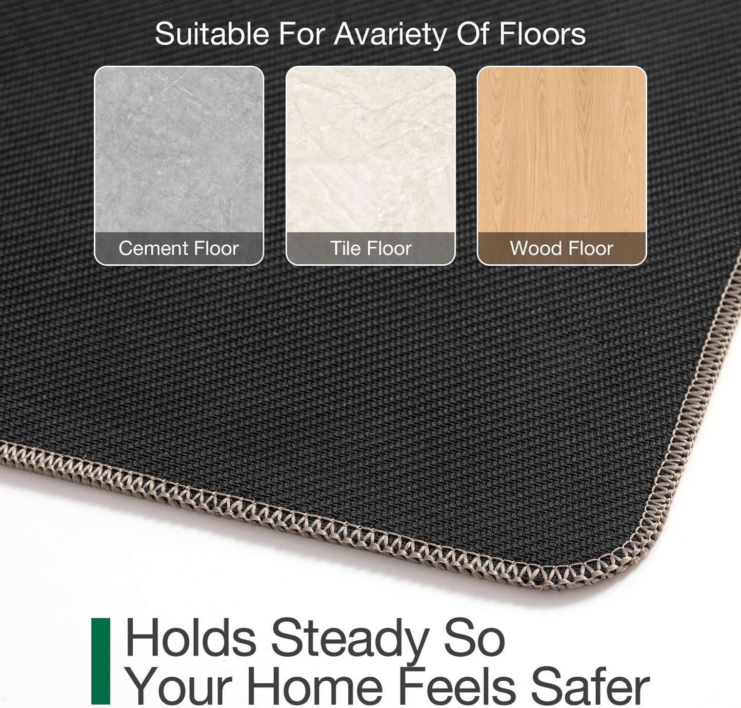 LUMI Ultra Thin Indoor Door Mat - 24"x36" Low Profile Non-Slip Rubber Backing | Easy-Clean Khaki Welcome Mat