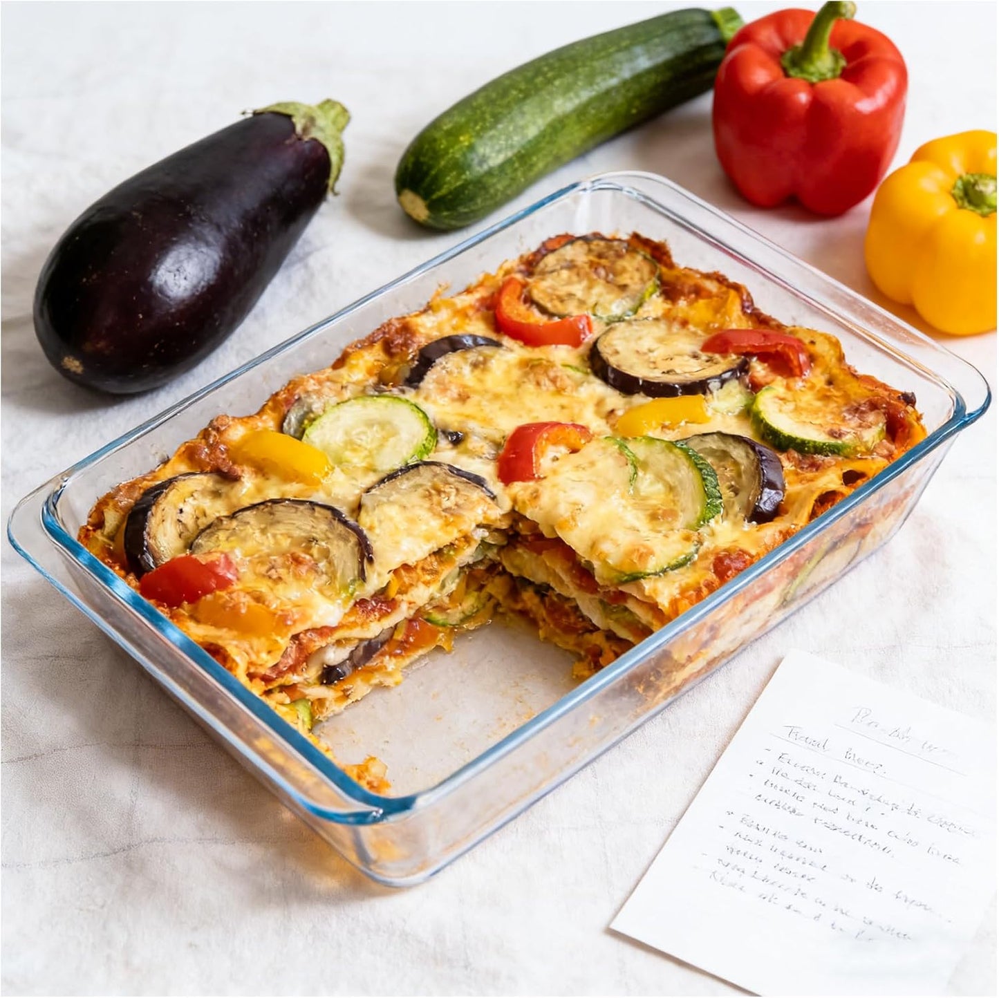 Skiennix 5.7qt Extra Large Glass Baking Dish - Deep 9x13 Tempered Oven & Microwave Safe