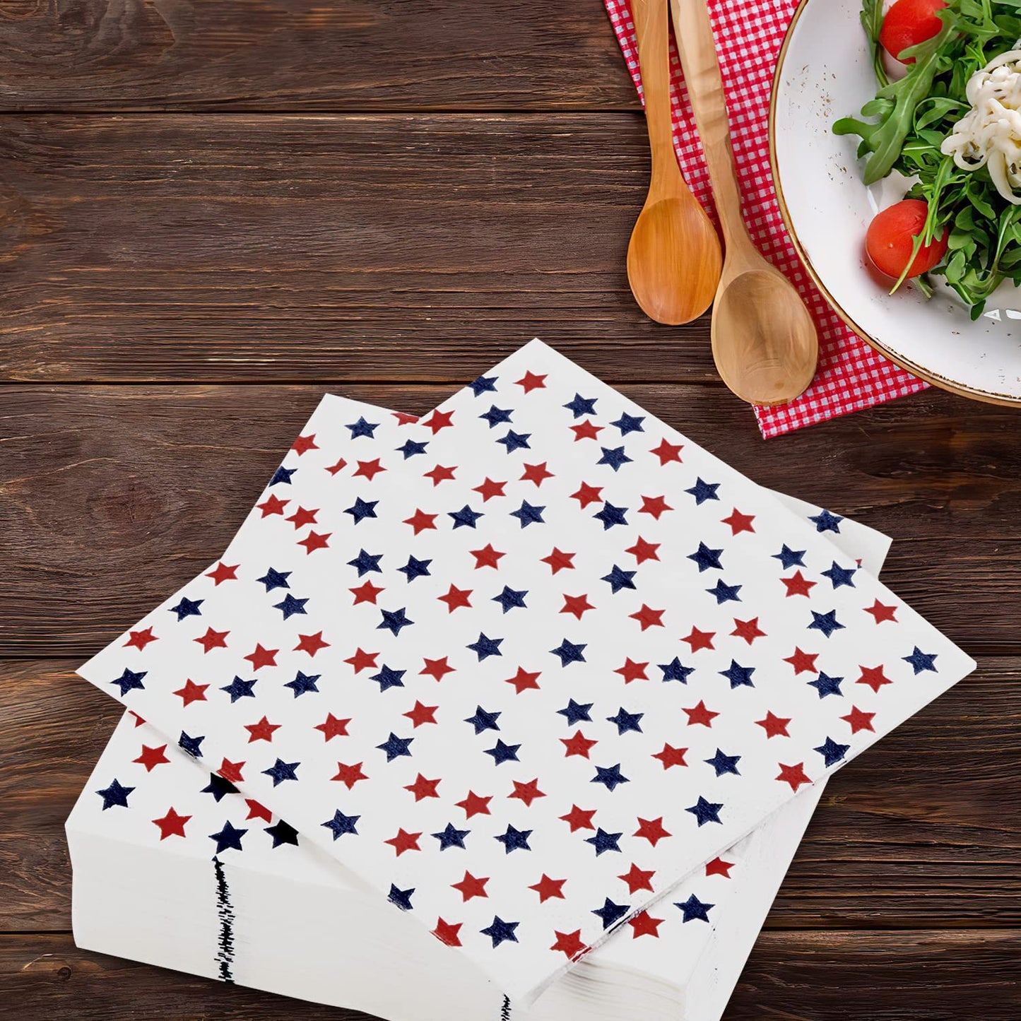 Patriotic Party Supplies 4th of JULY paper napkins 60Count 6.5 x 6.5 inch Americana Stars Cocktail Napkins for Parties,Veterans Day Election Day 4th of July Independence Day Decorations