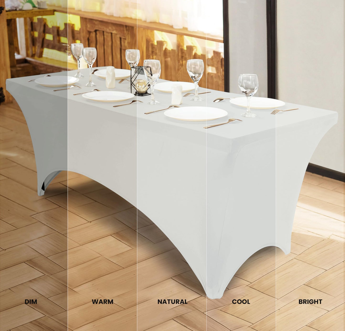Utopia Kitchen Spandex Tablecloth 10 Pack [6FT, White] Tight, Fitted, Washable and Wrinkle Resistant Stretch Table Cloth Rectangle Cover for Trade Show, Weddings & Parties [72Lx30Wx30H Inch]