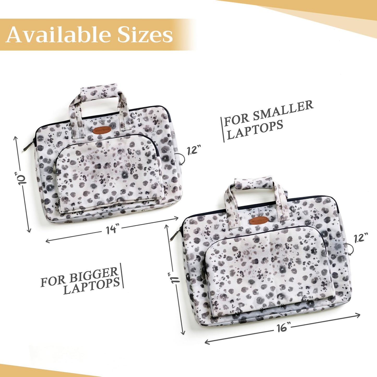 Maison d'Hermine Laptop Bag with Pocket Upto 13.5 inch Stain and Water Repellent Cotton Canvas Gifts for Mothers Day - Cheeta