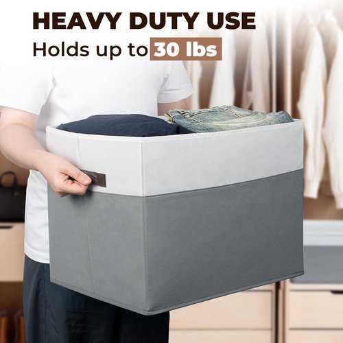 Criusia Extra Large Storage Bins - 4 Pack 16x12in Fabric Organizers for Clothes, Toys & Blankets